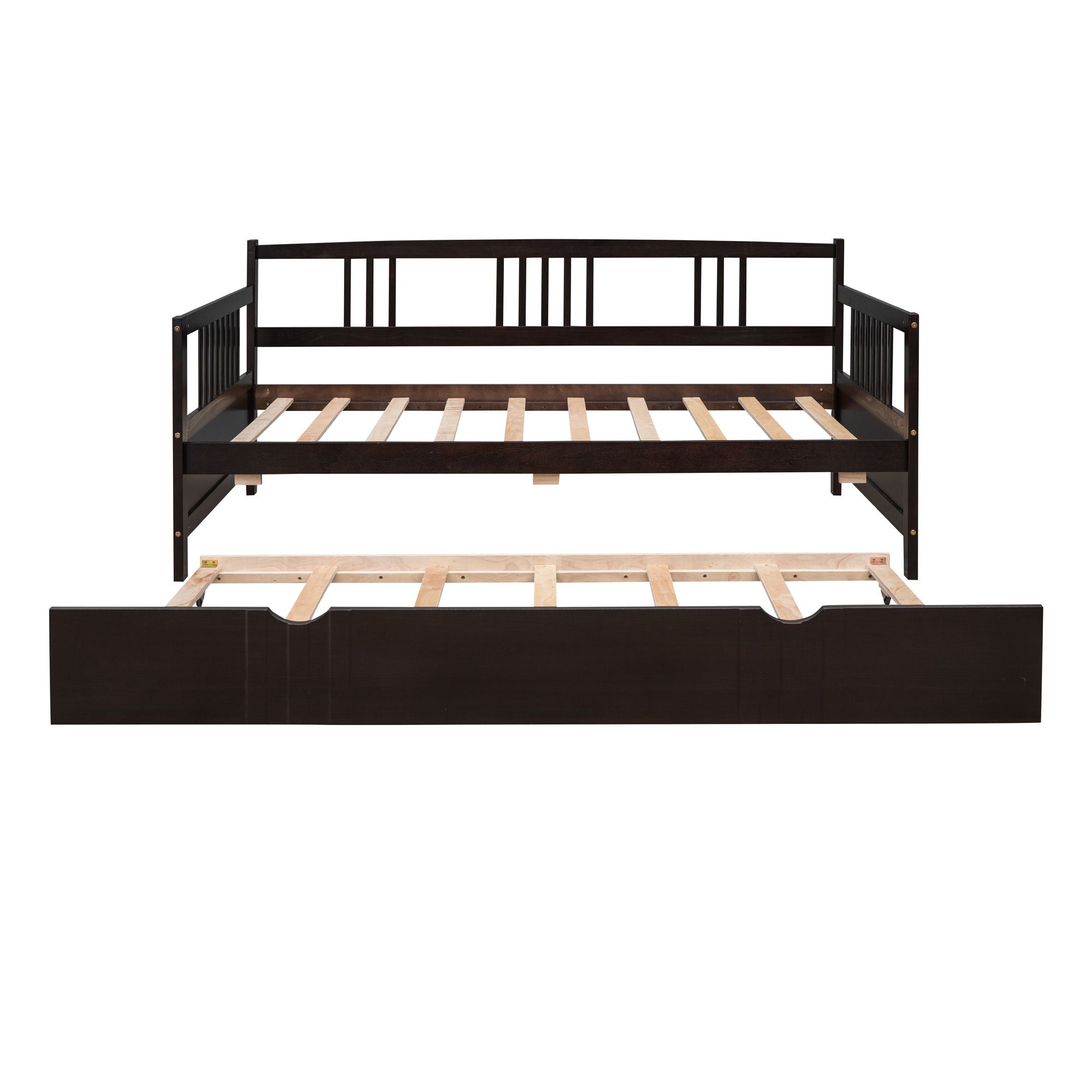 Twin Size Daybed Wood Bed with Twin Size Trundle