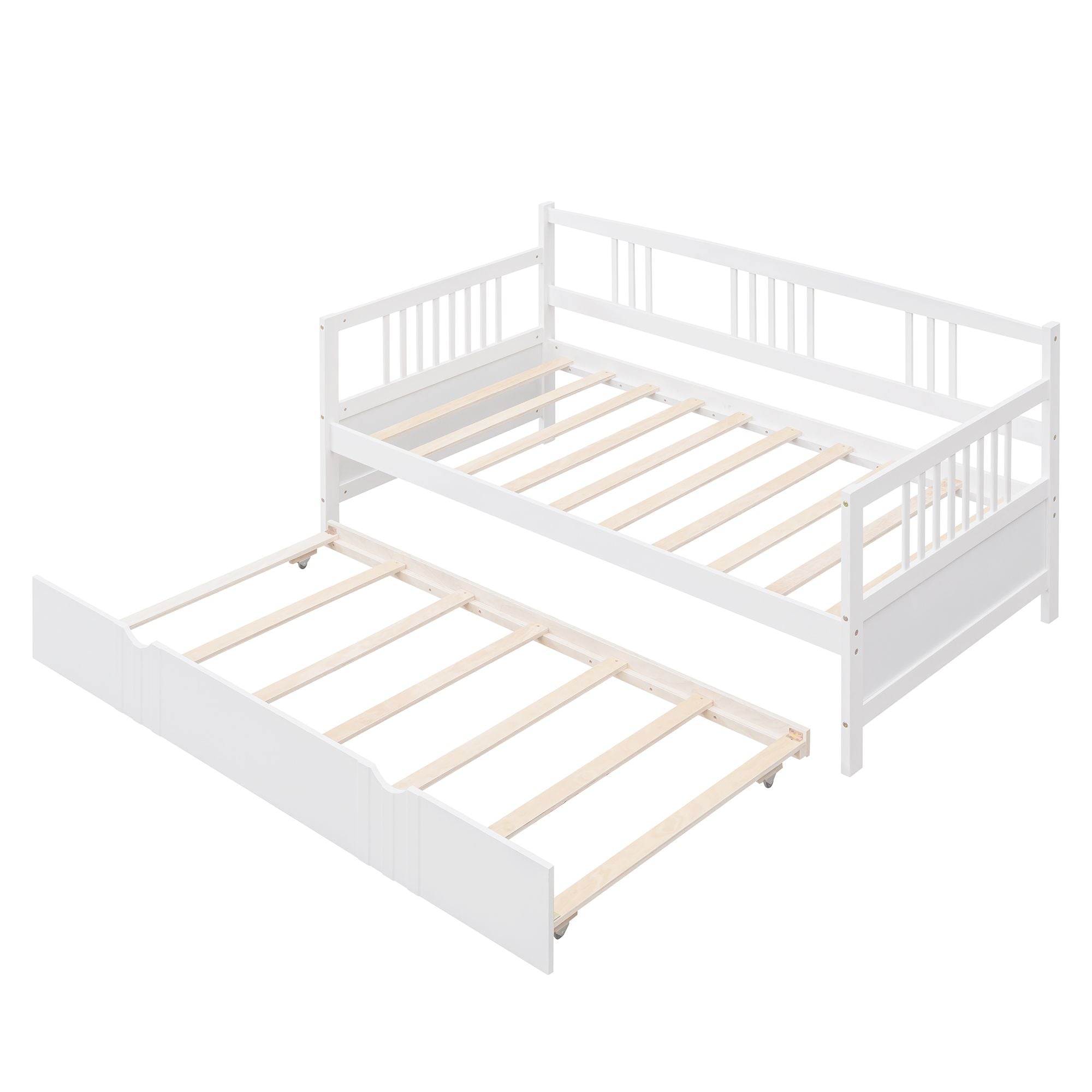 Twin Size Daybed Wood Bed with Twin Size Trundle