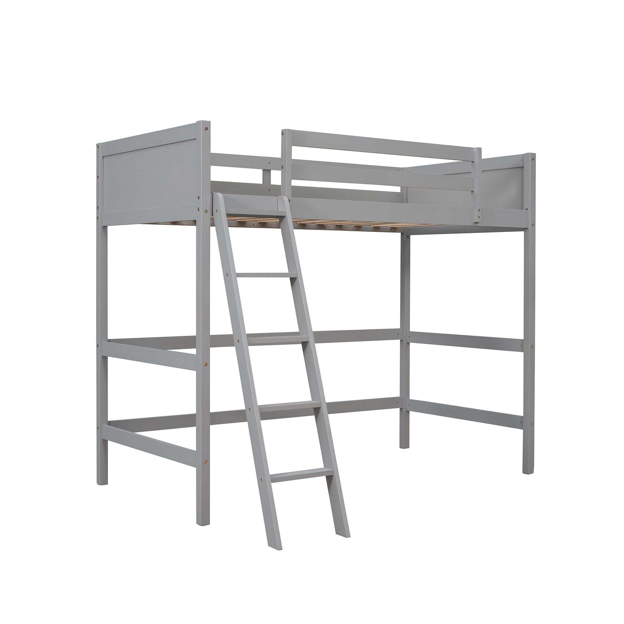 Solid Wood Twin Size Loft Bed with Ladde