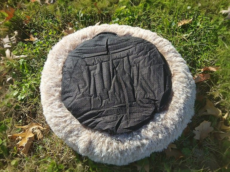 Round Cat Bed - Soft Plush Burrowing Cave & Hooded Donut Bed for Dogs & Cats | Faux Fur Cuddler, Comfortable Self-Warming Pet Bed, Machine Washable