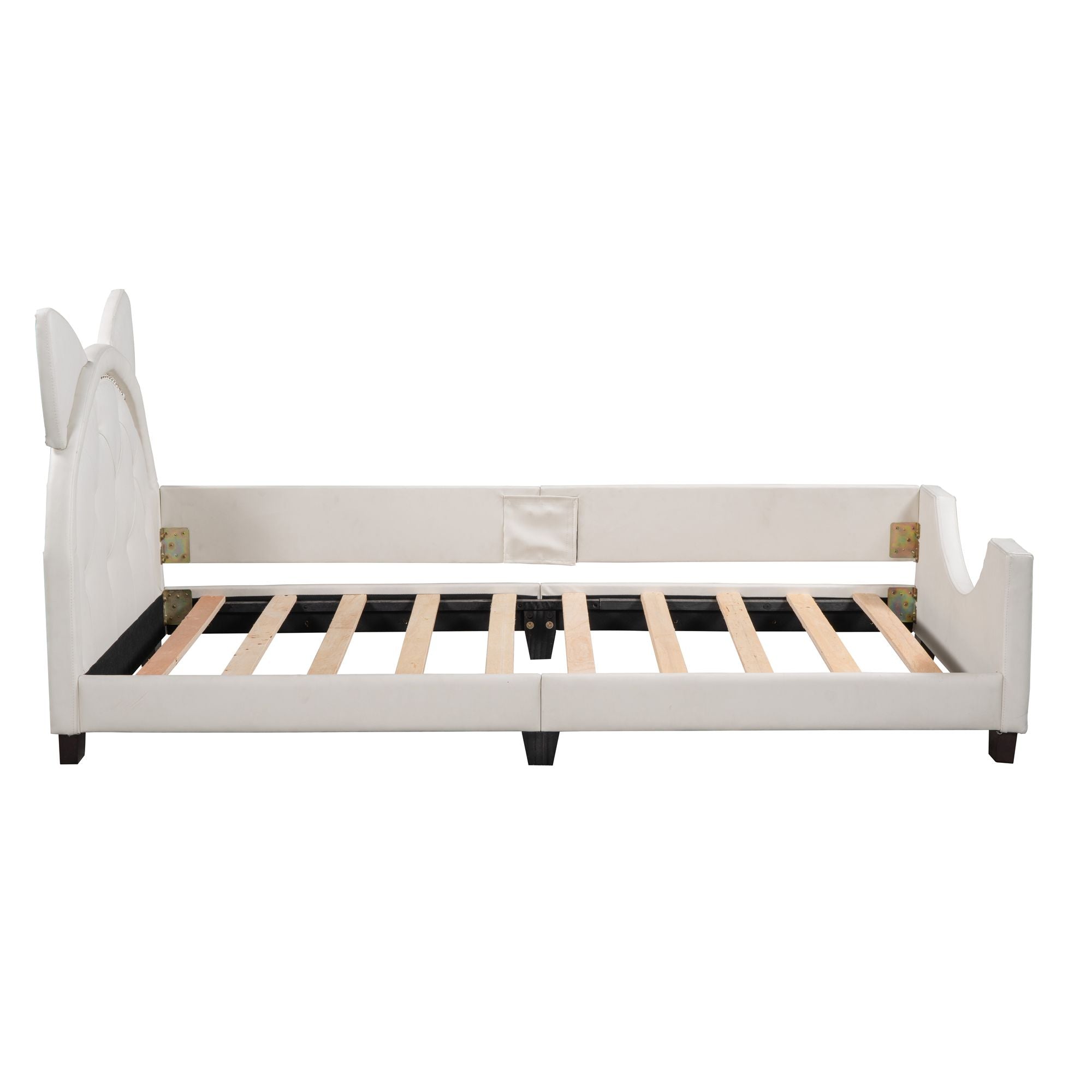 Twin Size Upholstered Daybed with Carton Ears Shaped Headboard