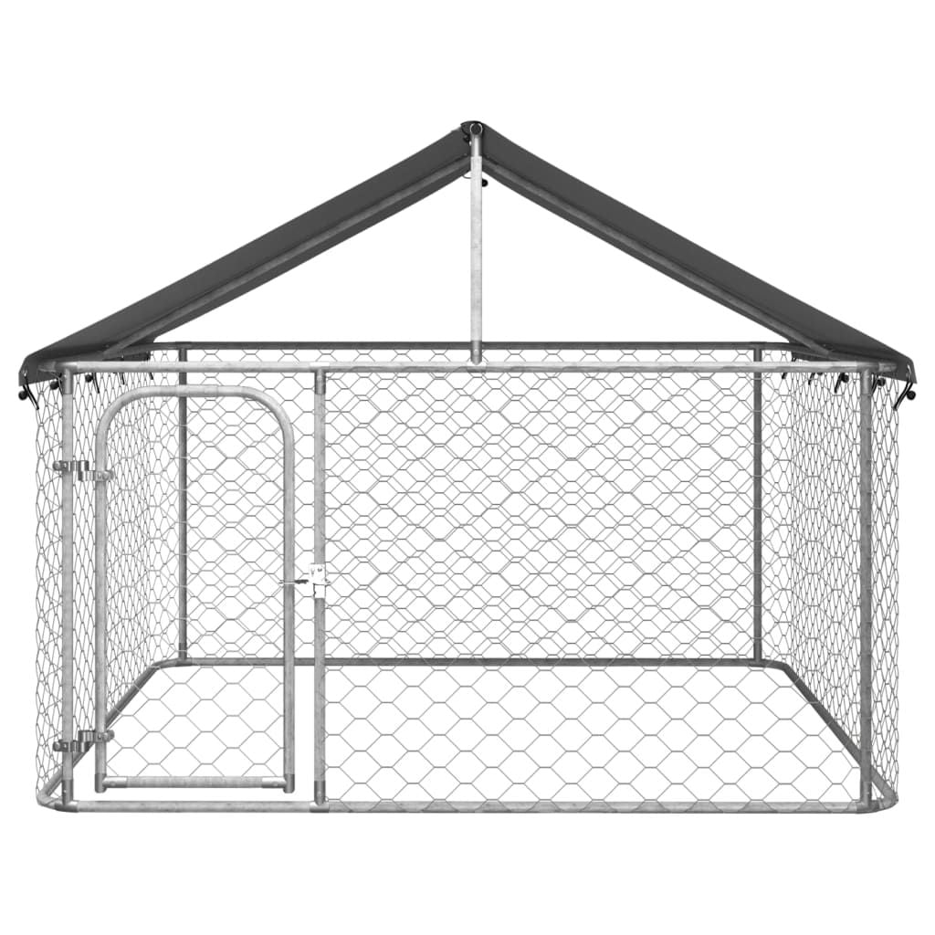 Outdoor Dog Kennel with Roof - Large 78.7” x 78.7” x 59.1” Enclosed Pet Shelter for Dogs