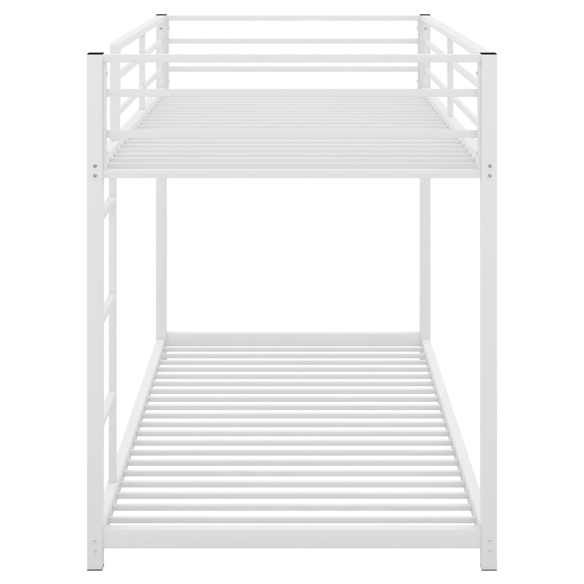 Twin over Twin Metal Bunk Bed;  Low Bunk Bed with Ladder