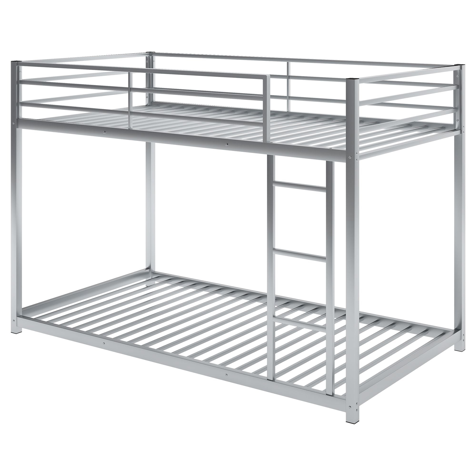 Twin over Twin Metal Bunk Bed;  Low Bunk Bed with Ladder