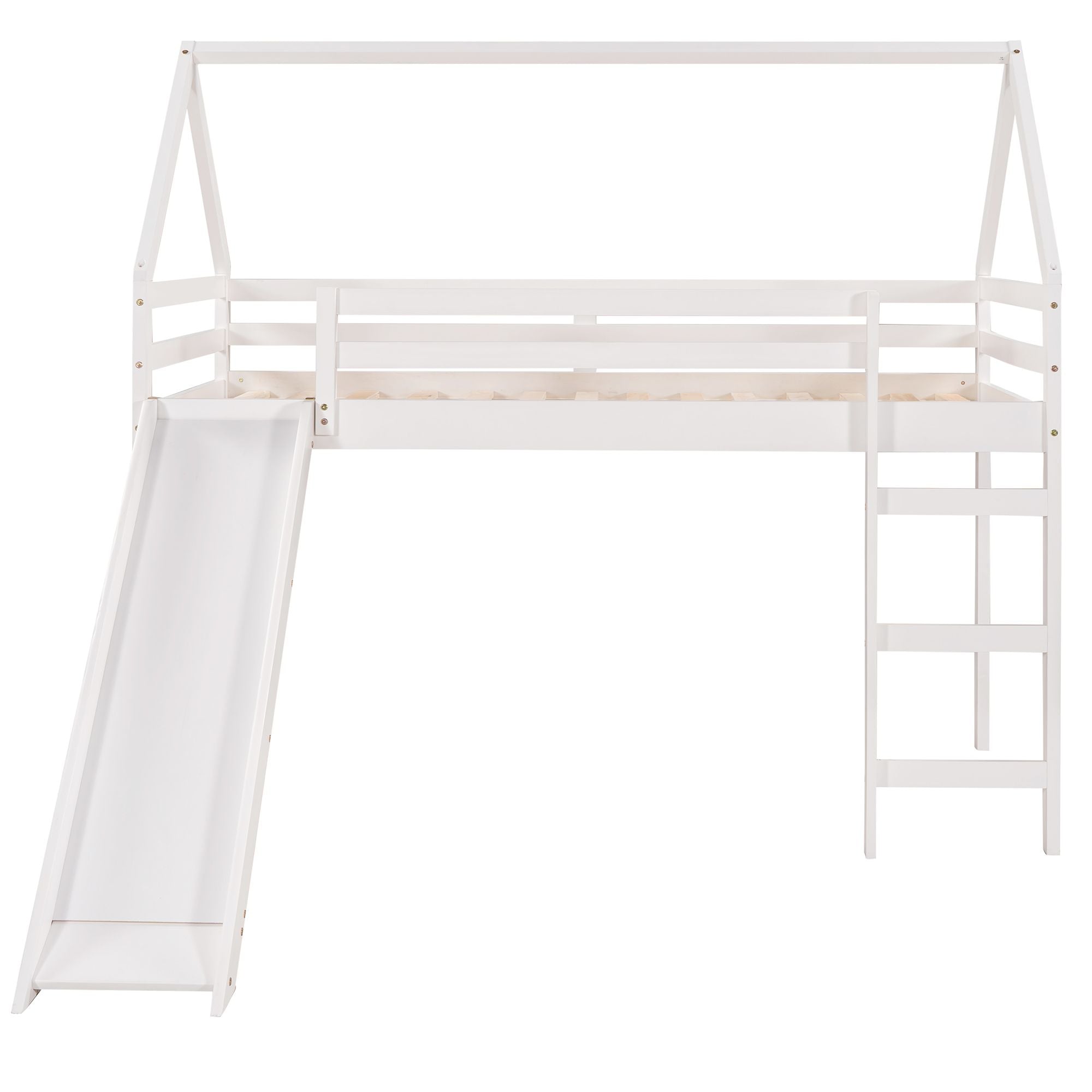 Twin Size Loft Bed with Slide;  House Bed with Slide