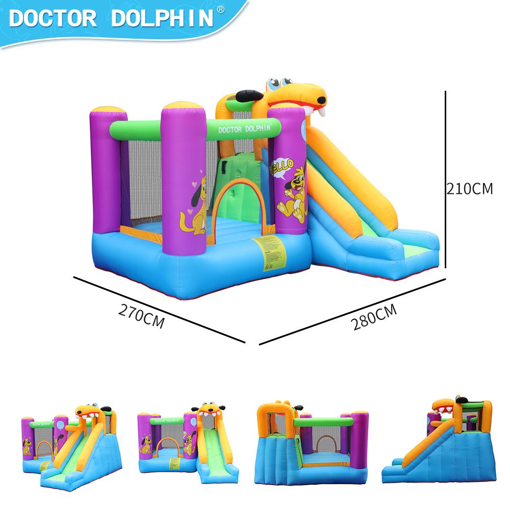 420D and 840D Oxford Fabric Dog Inflatable Bounce House Jumping Castle with Slide and 450W Air Blower