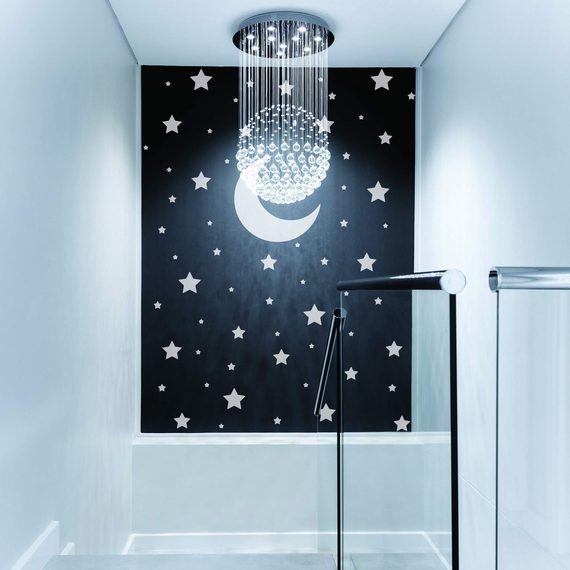 White Stars Stickers Space Themed Bedroom Constellation Wallpaper Decor Decal Star Moon Nursery Room Decals for Wall 220 Stickers