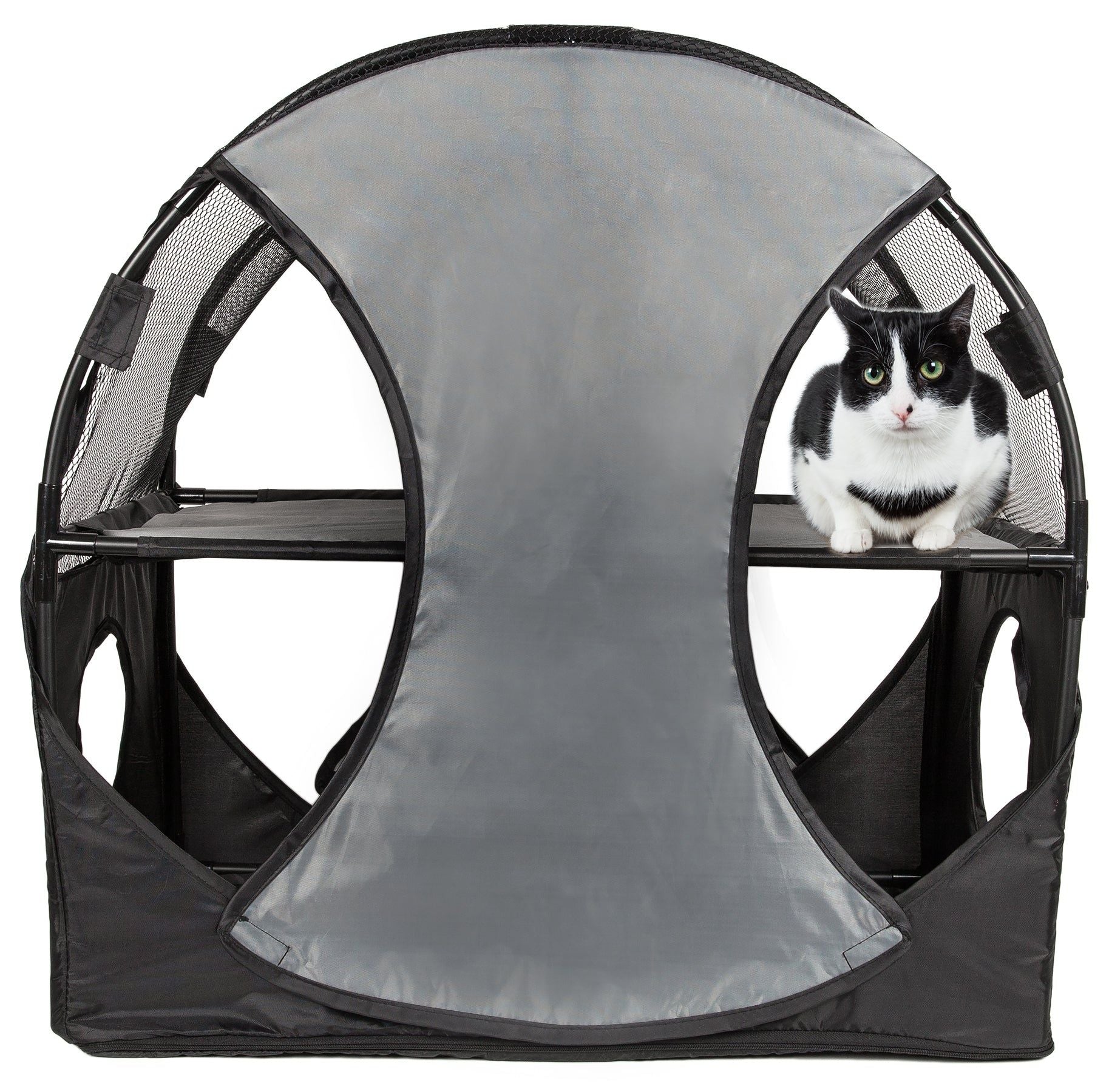 Pet Life Kitty-Play Obstacle Travel Cat House - Collapsible, Soft Folding Pet House for Cats & Kittens