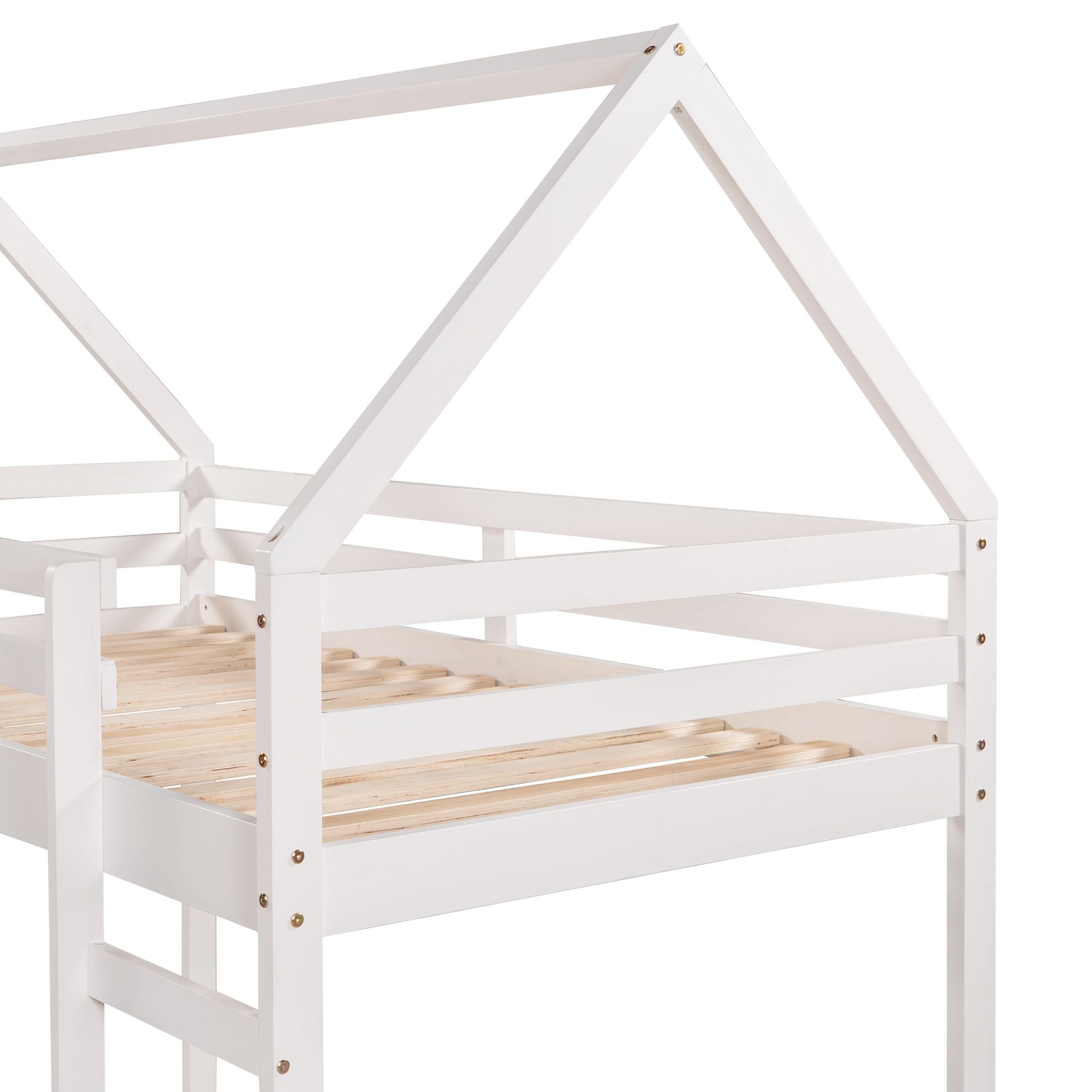 Twin Size Loft Bed with Slide;  House Bed with Slide