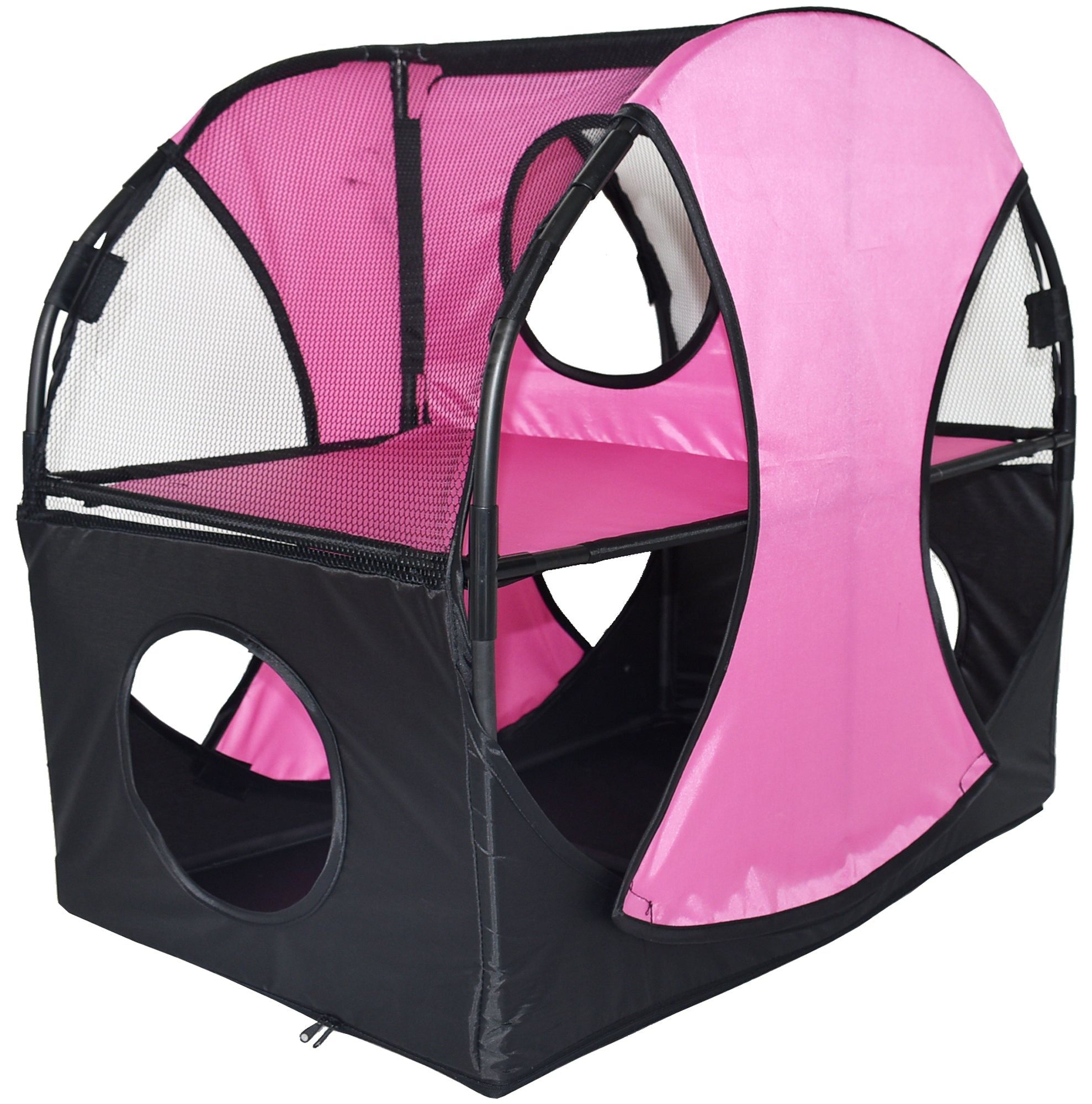 Pet Life Kitty-Play Obstacle Travel Cat House - Collapsible, Soft Folding Pet House for Cats & Kittens