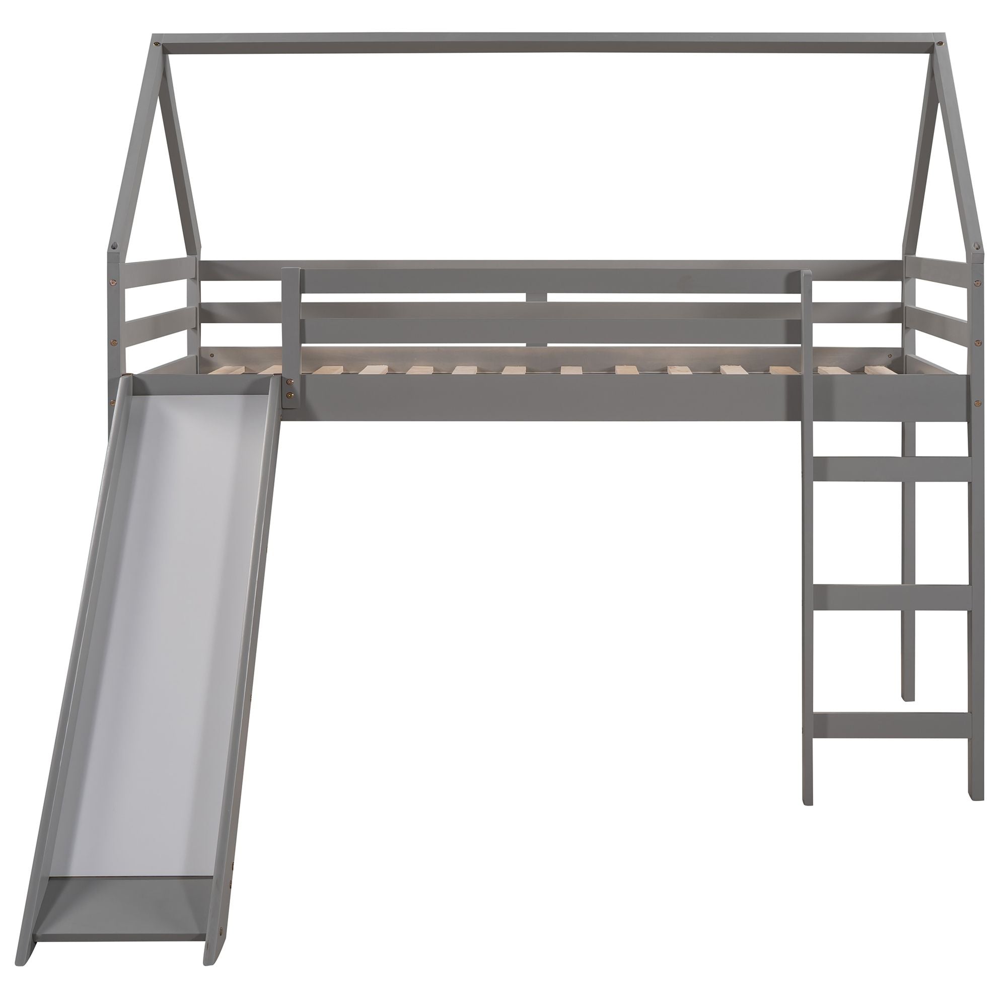 Twin Size Loft Bed with Slide;  House Bed with Slide