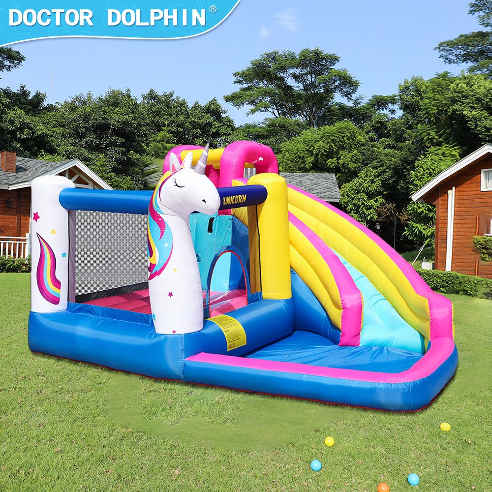 Unicorn Bounce House 420D and 840D Oxford Fabric Inflatable Bouncer with Splash Pool w/450W Blower