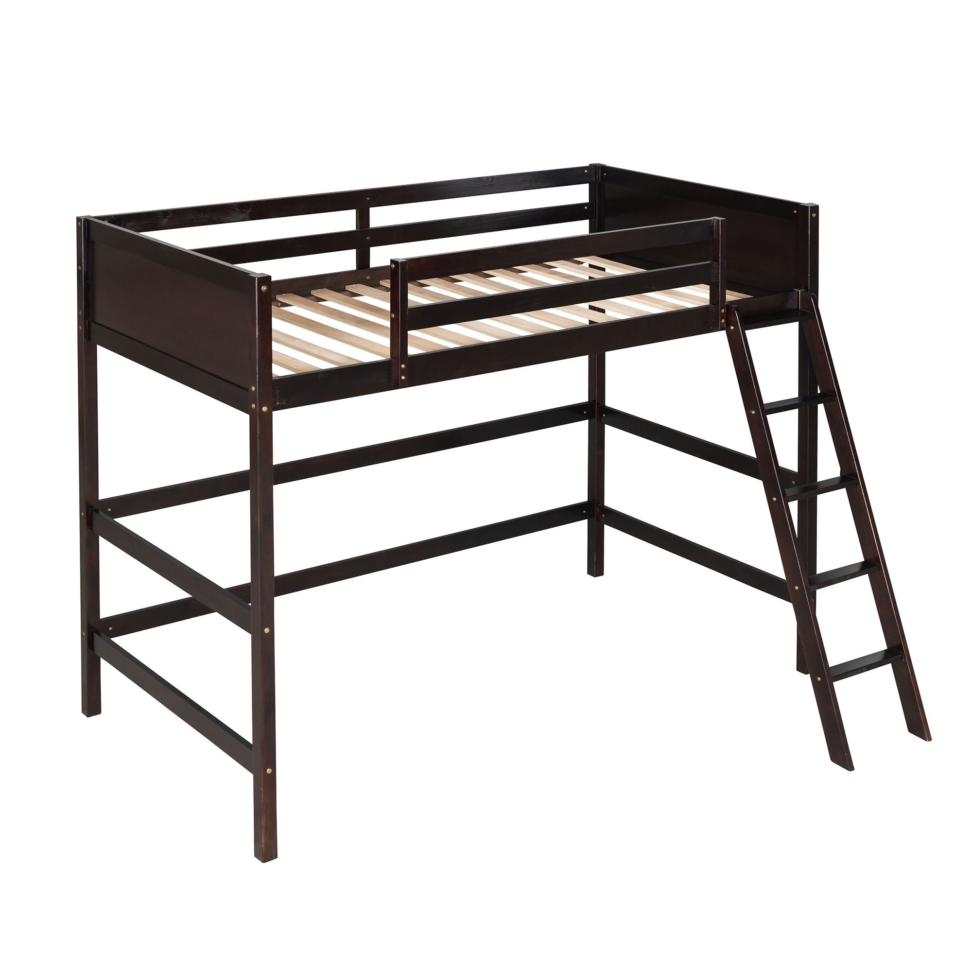 Solid Wood Twin Size Loft Bed with Ladde