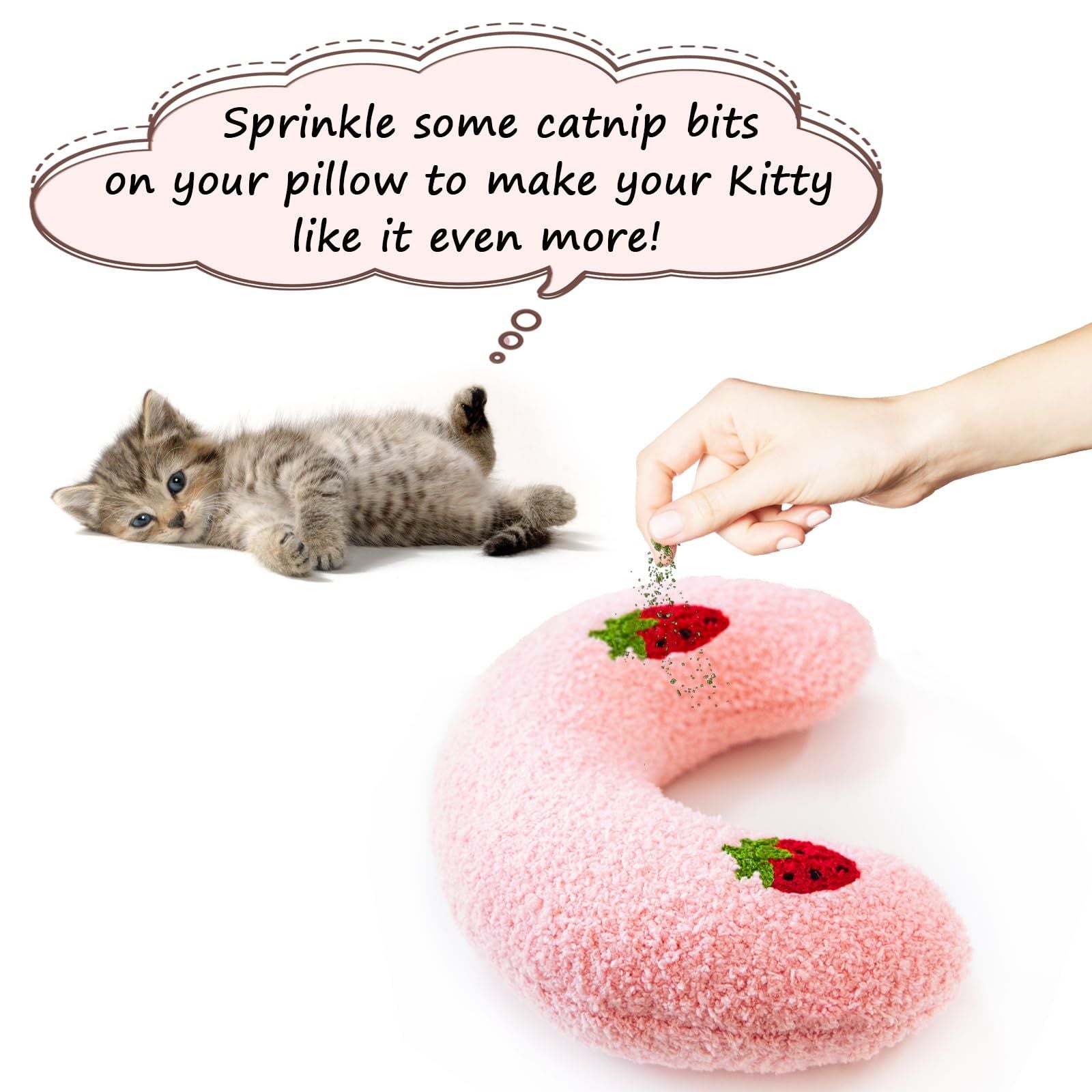 Cat Pillow, Small Pillow for Cat, Cat Blankets for Indoor, Pet Toy, Small Banana Donut Bed for Pets, Little Pillow for Cats No Heating Pad, Real Littles Fluffy Kittens Accessories for Pet Calming