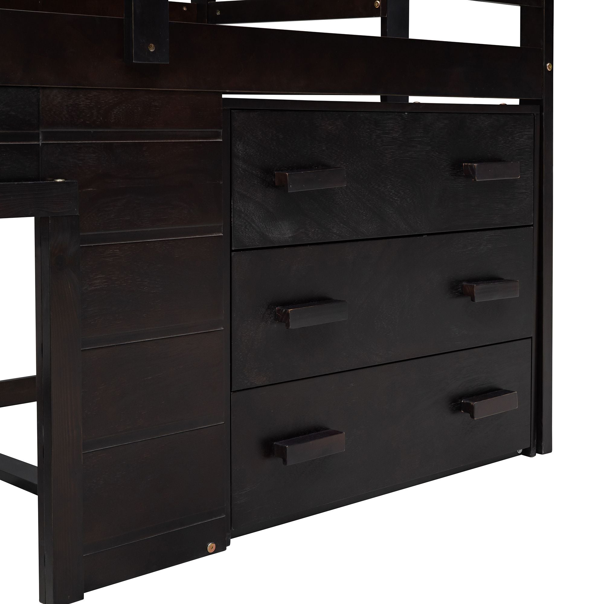 Twin Size Loft Bed with Cabinet and Shelf