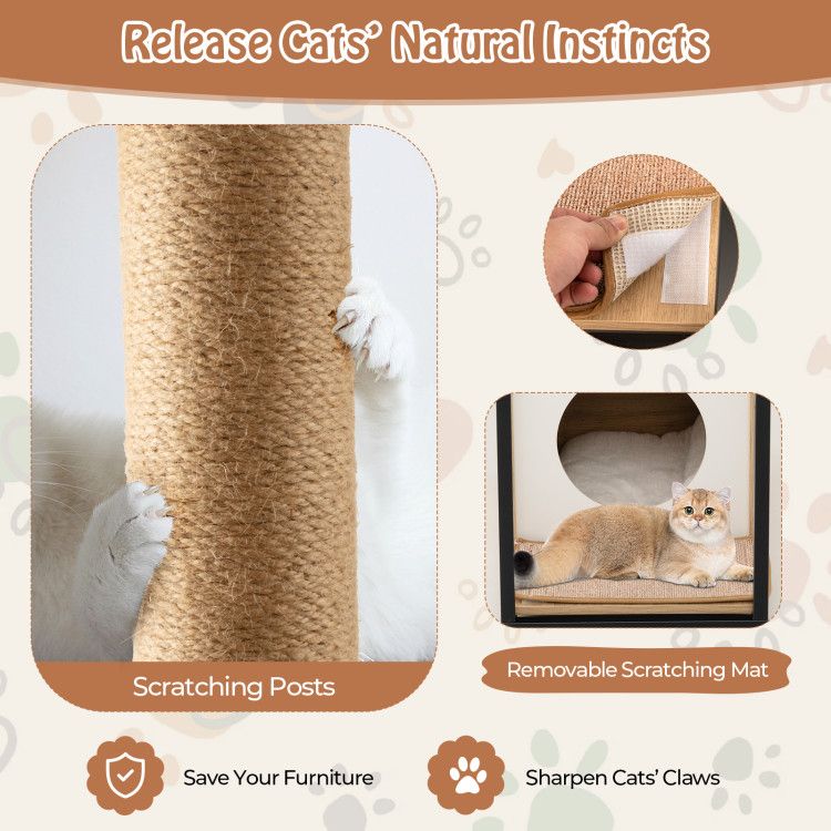 Cat Furniture End Table Cat House with Scratching Post