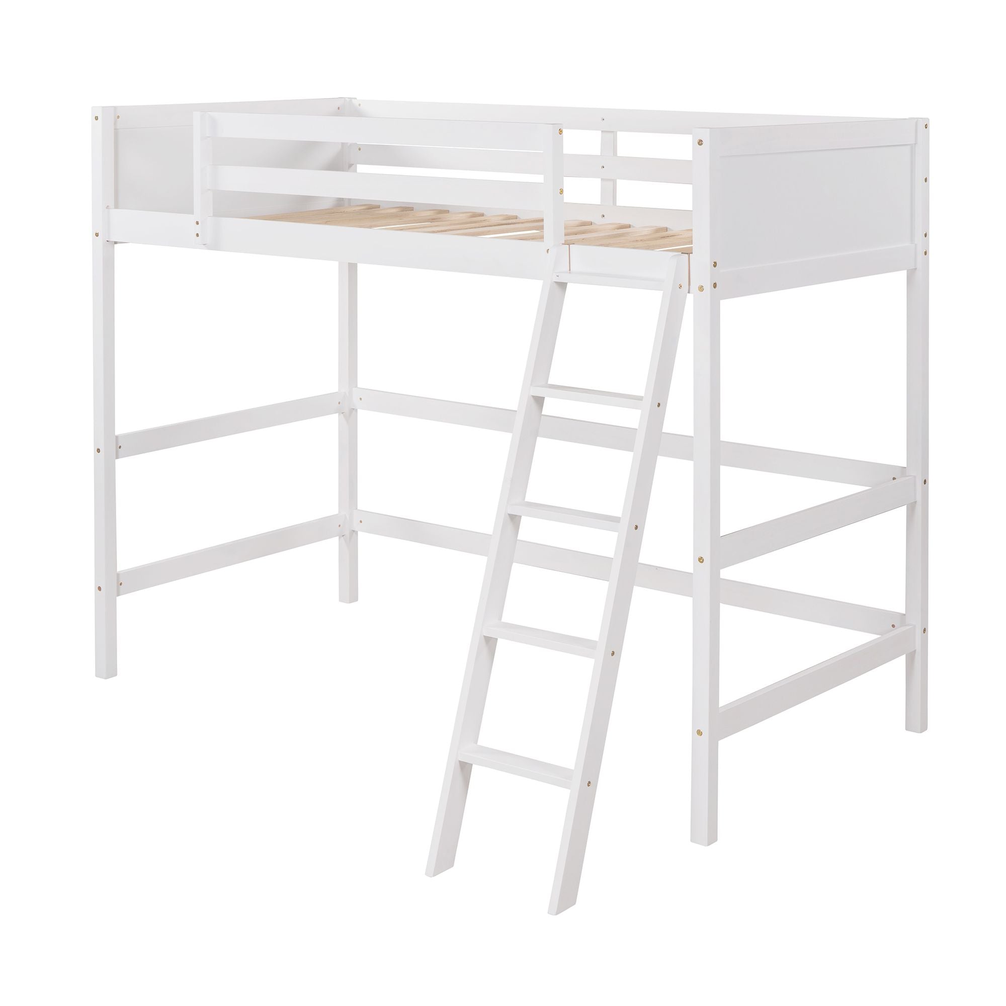 Solid Wood Twin Size Loft Bed with Ladde