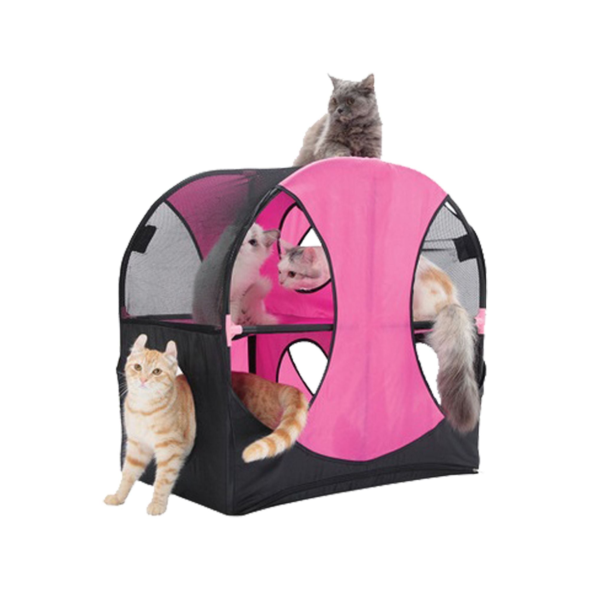 Pet Life Kitty-Play Obstacle Travel Cat House - Collapsible, Soft Folding Pet House for Cats & Kittens