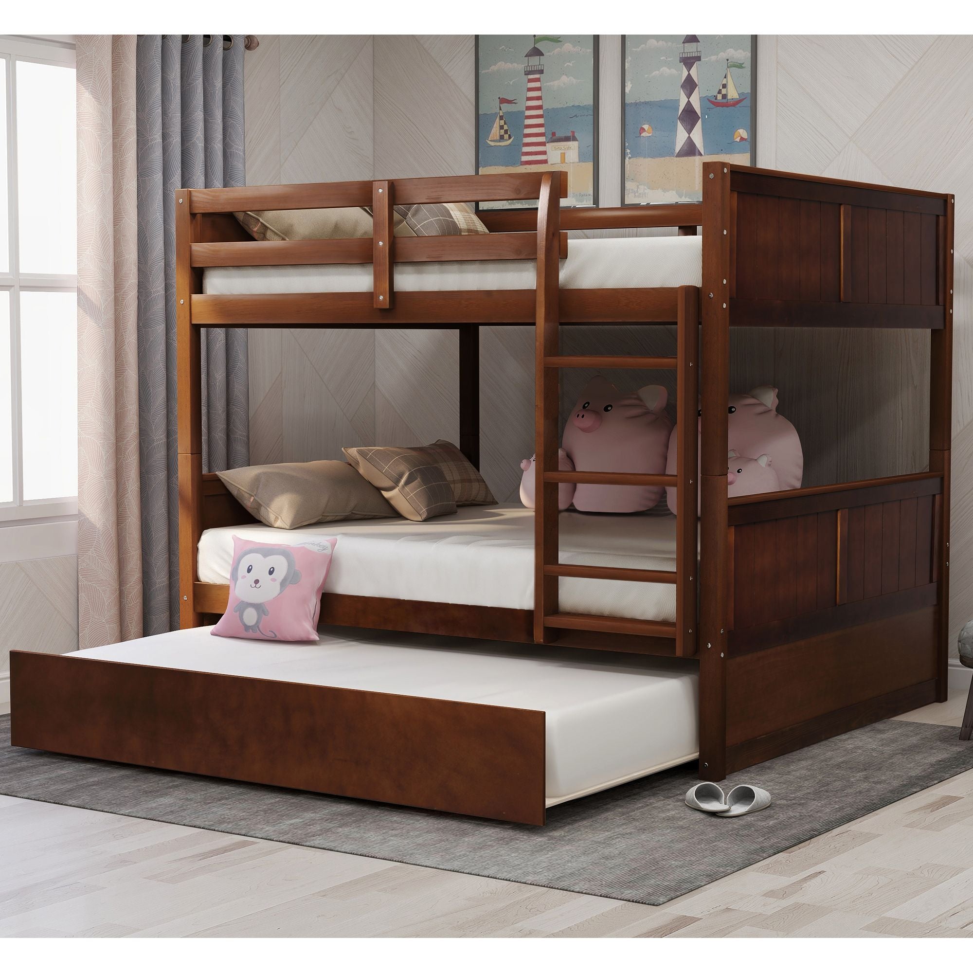 Full Over Full Bunk Bed with Twin Size Trundle