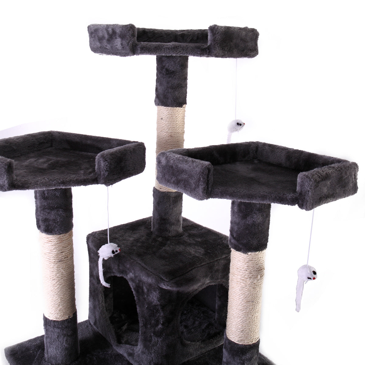 67'' Multi-Level Cat Tree Tower, Kitten Condo House with Scratching Posts, Kitty Play Activity Center, Durable Pet Furniture, Gray