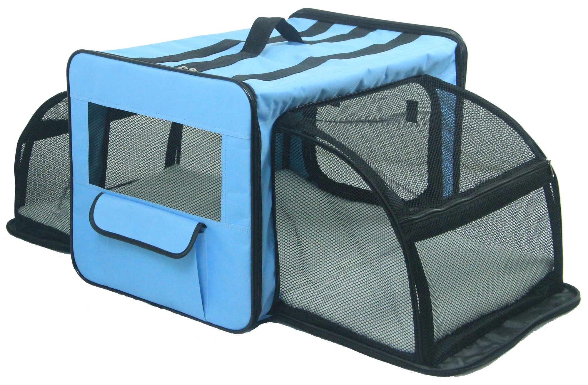 Pet Life Capacious Dual-Expandable Collapsible Travel Dog Crate - Lightweight Wire Folding Pet Kennel