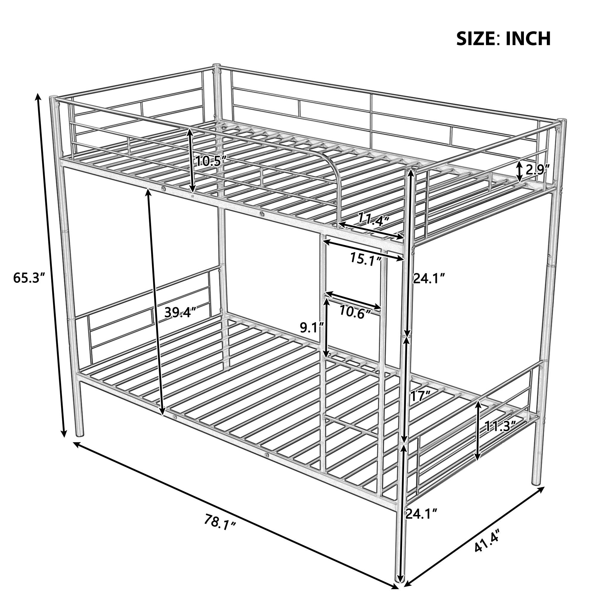 Twin Over Twin Metal Bunk Bed