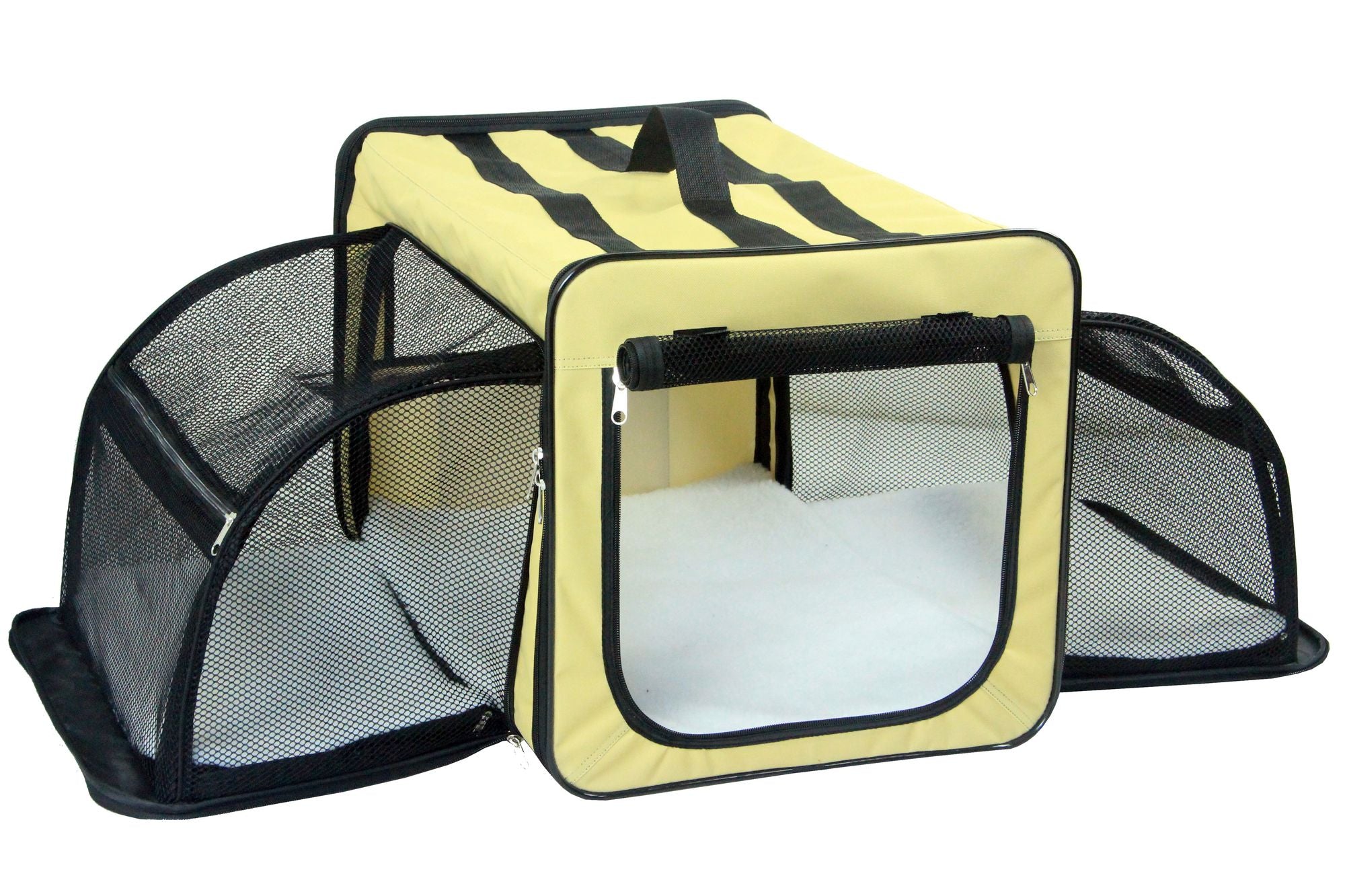 Pet Life Capacious Dual-Expandable Collapsible Travel Dog Crate - Lightweight Wire Folding Pet Kennel