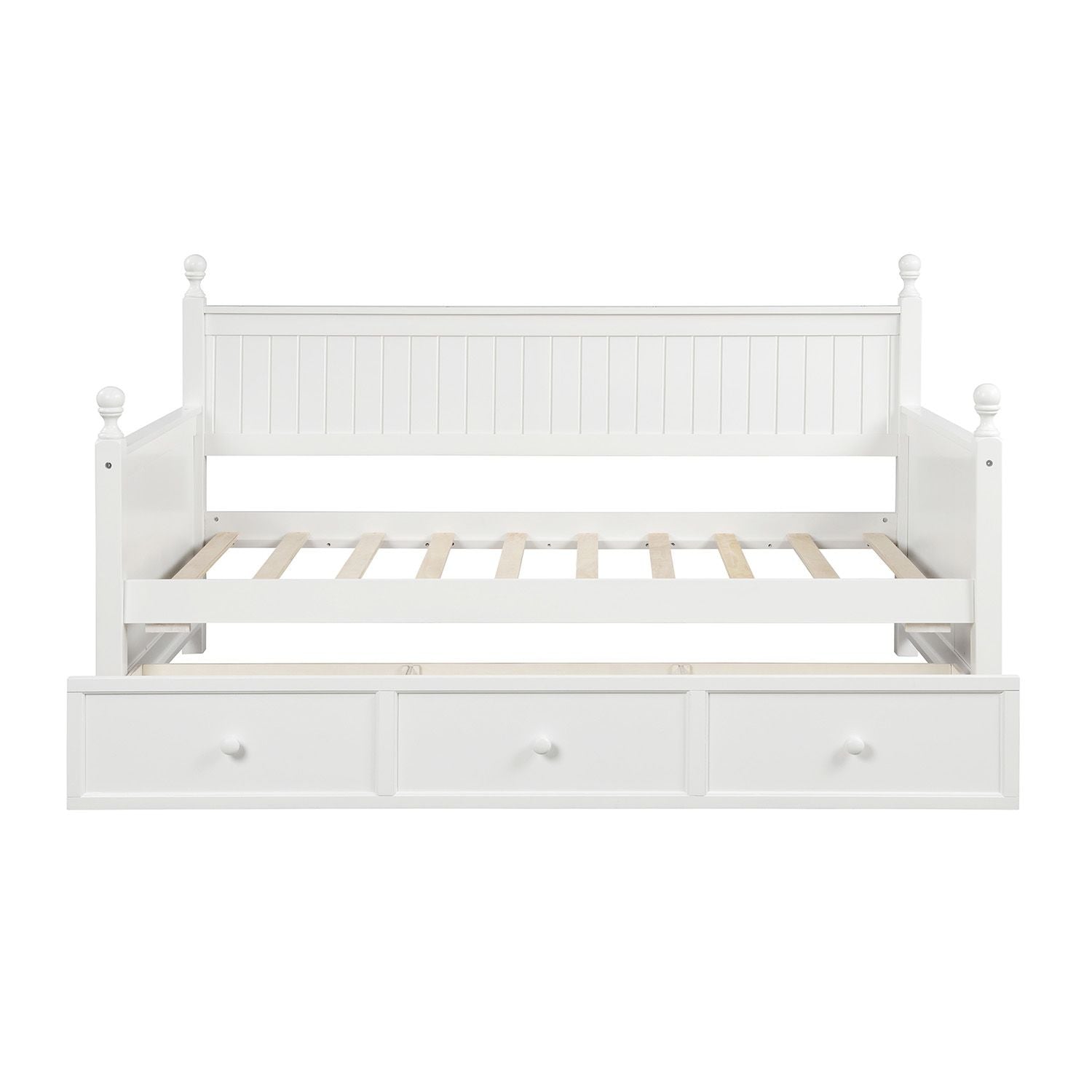 Wood Daybed with Three Drawers ; Twin Size Daybed; No Box Spring Needed ; White