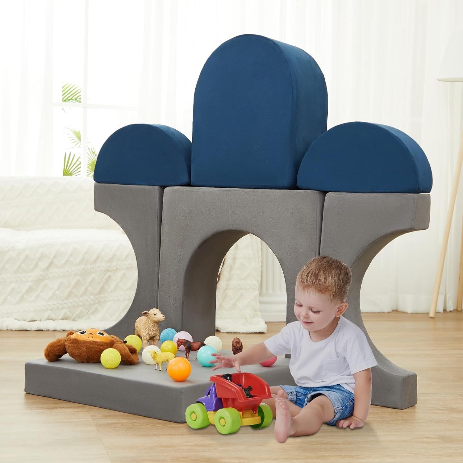 7 pcs Modular Kids Play Couch, Kids Couch for Playroom and Bedroom,Toddler Sofa,Soft Play Climbing Toys for Toddlers,Foam Climbing Blocks for Toddlers