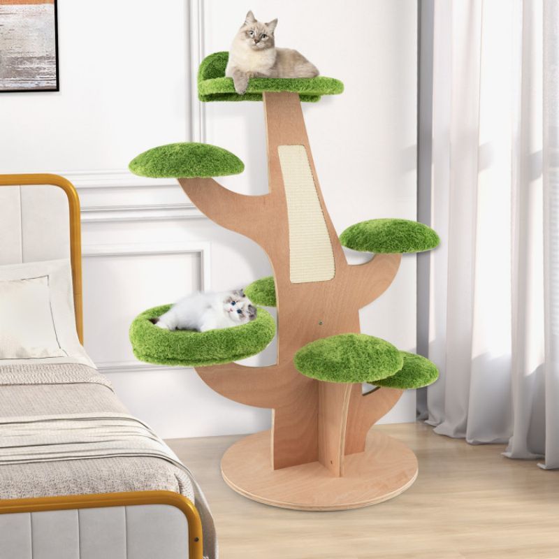 50 Inch Pine Shape Cat Tree for Indoor Cats with Sisal Scratching Board