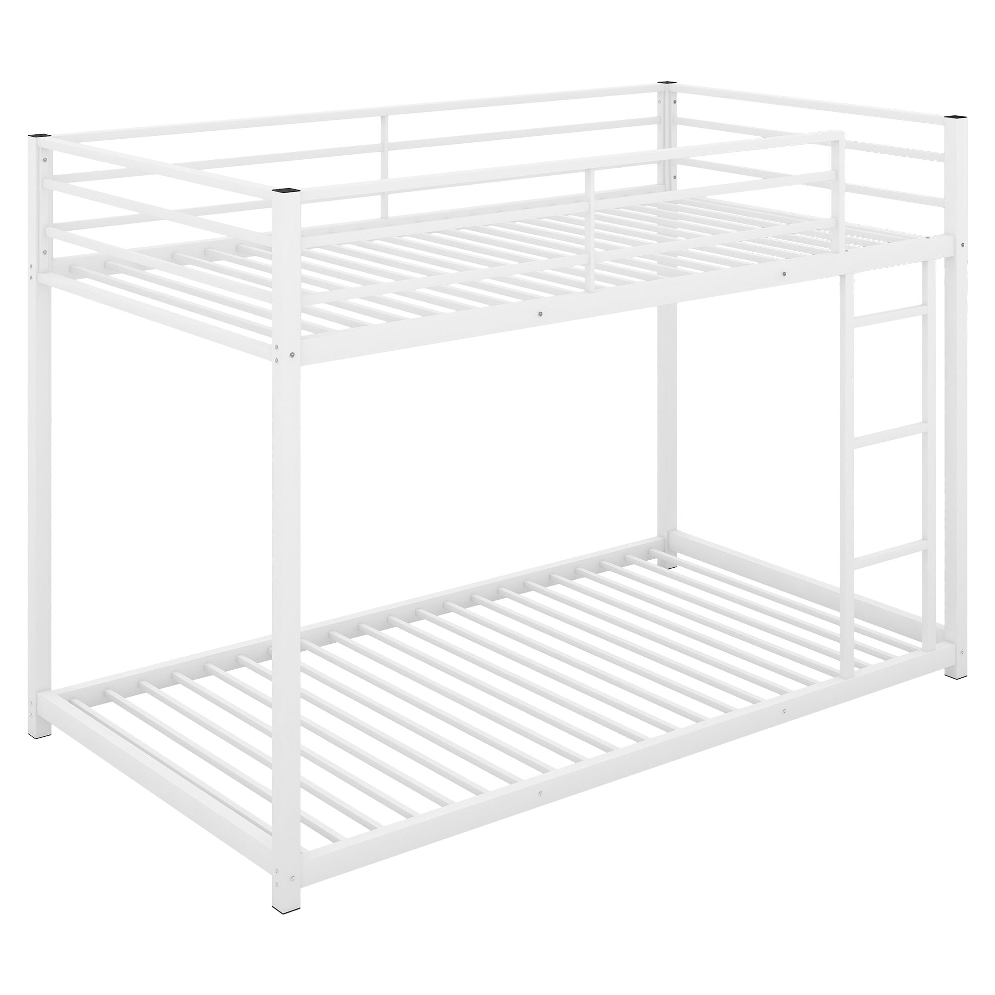 Twin over Twin Metal Bunk Bed;  Low Bunk Bed with Ladder