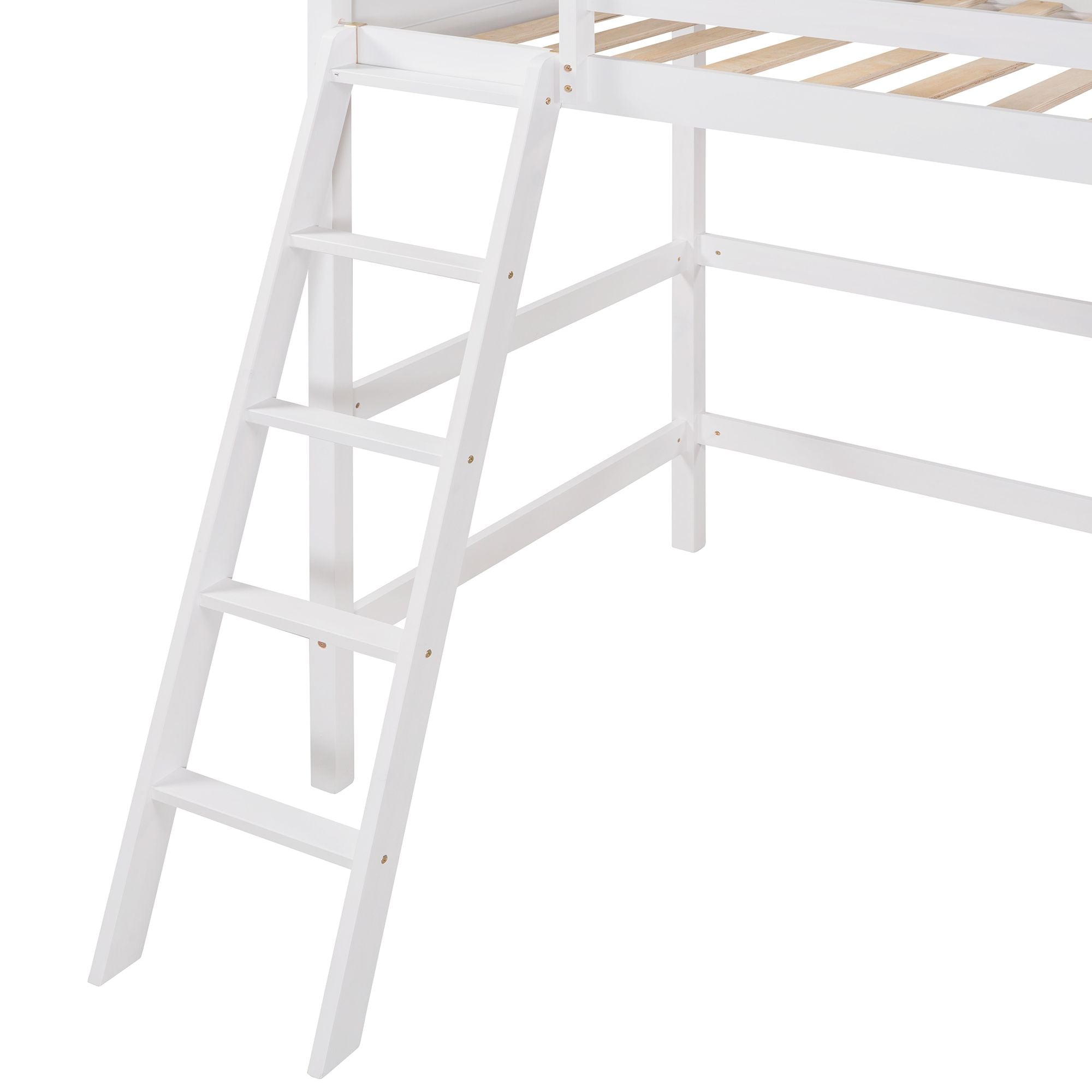 Solid Wood Twin Size Loft Bed with Ladde