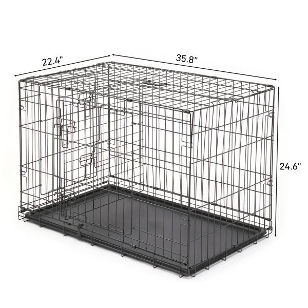 36" Pet Kennel Cat Dog Folding Steel Crate Animal Playpen Wire Metal