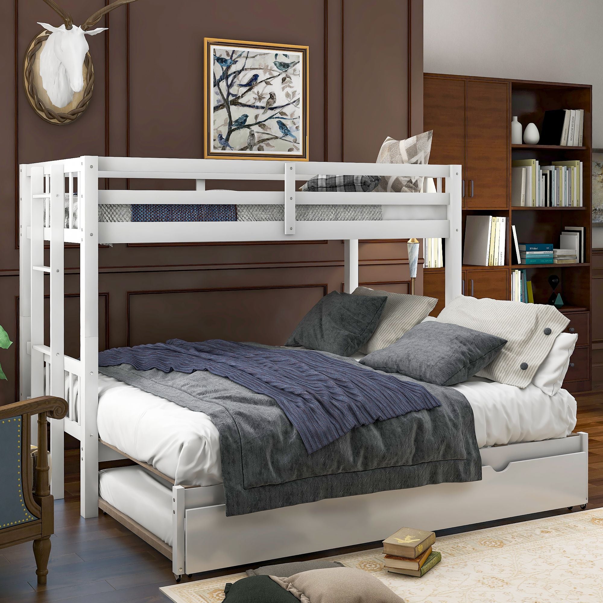 Twin over Pull-out Bunk Bed with Trundle