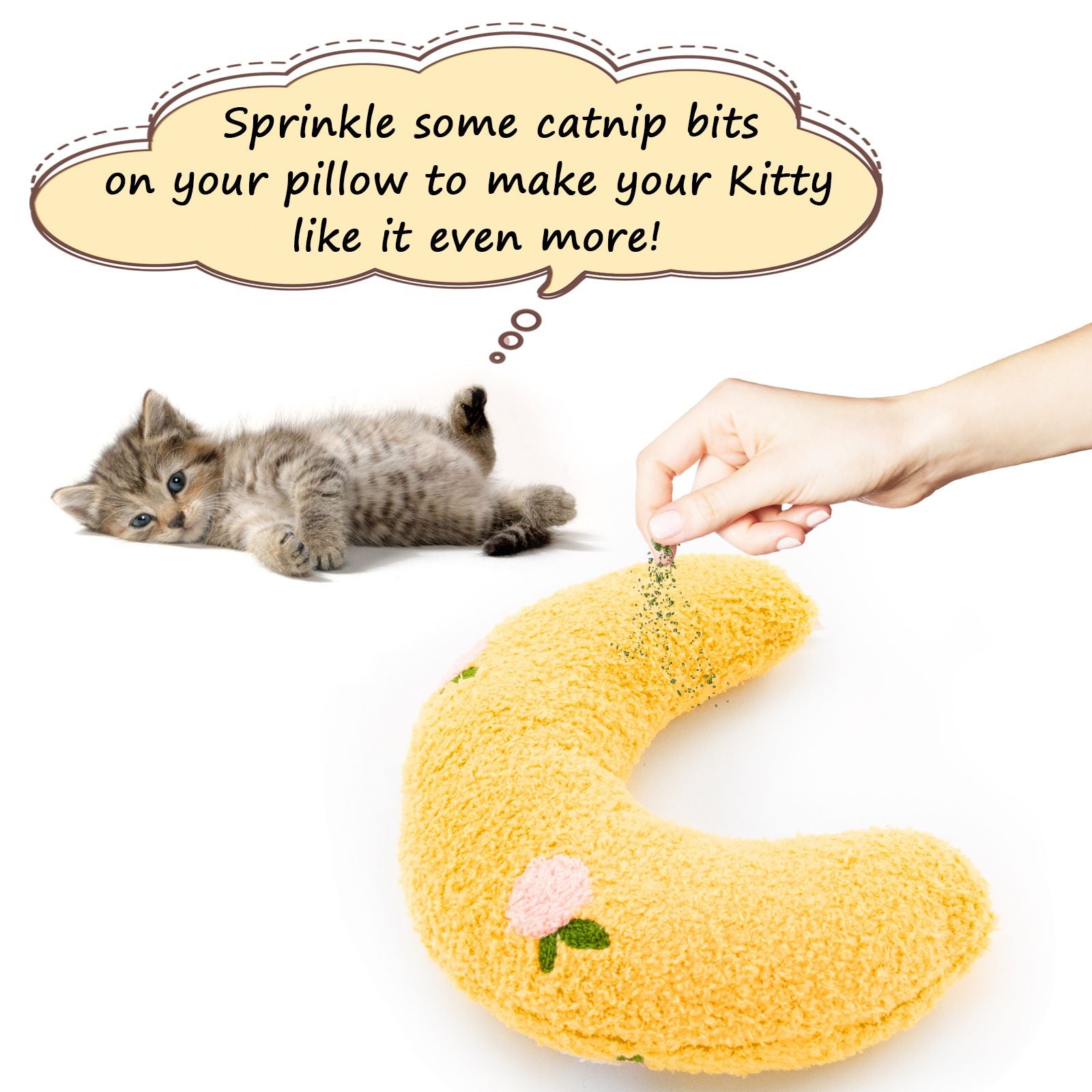 Cat Pillow, Small Pillow for Cat, Cat Blankets for Indoor, Pet Toy, Small Banana Donut Bed for Pets, Little Pillow for Cats No Heating Pad, Real Littles Fluffy Kittens Accessories for Pet Calming