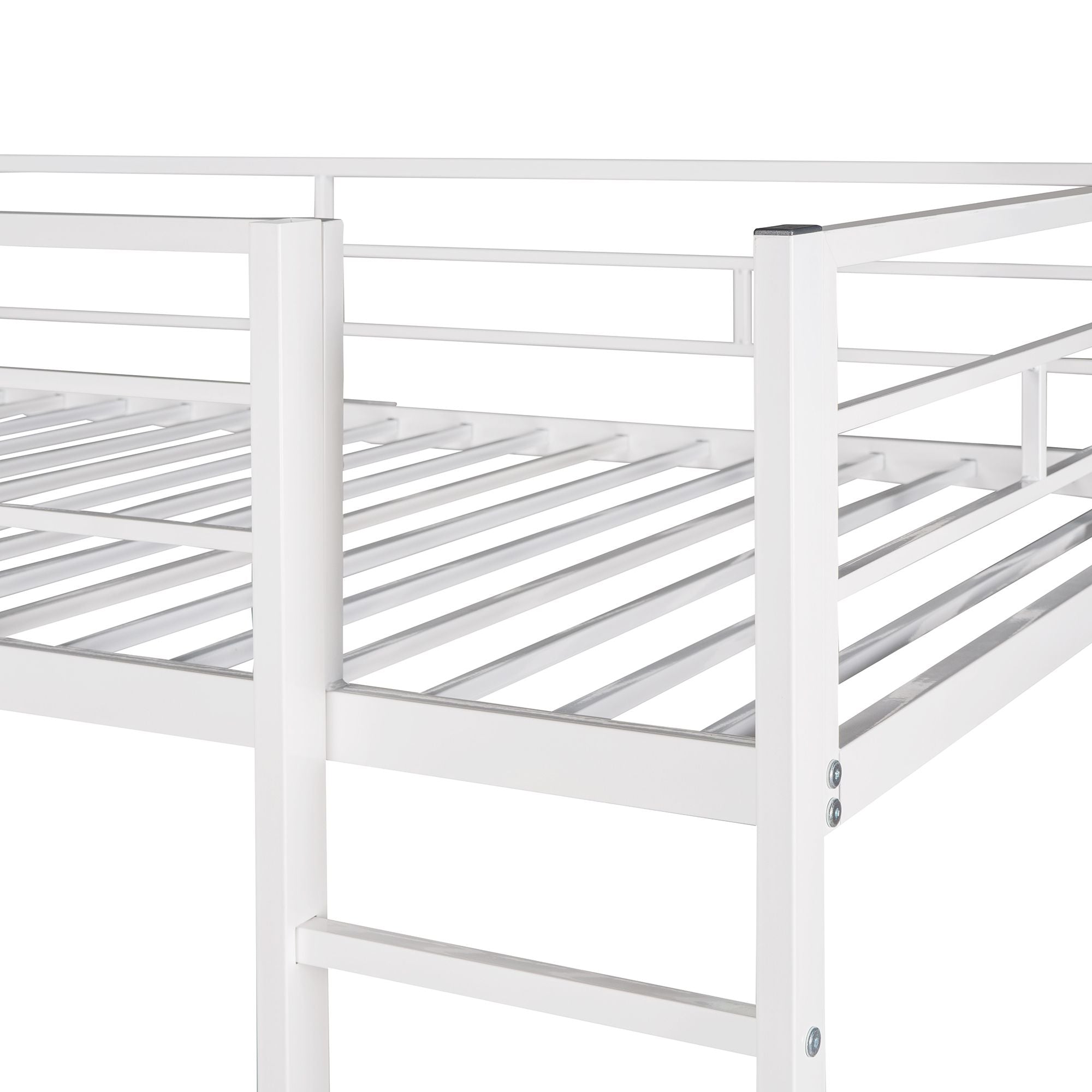 Twin Metal Loft Bed with 2 Shelves and one Desk