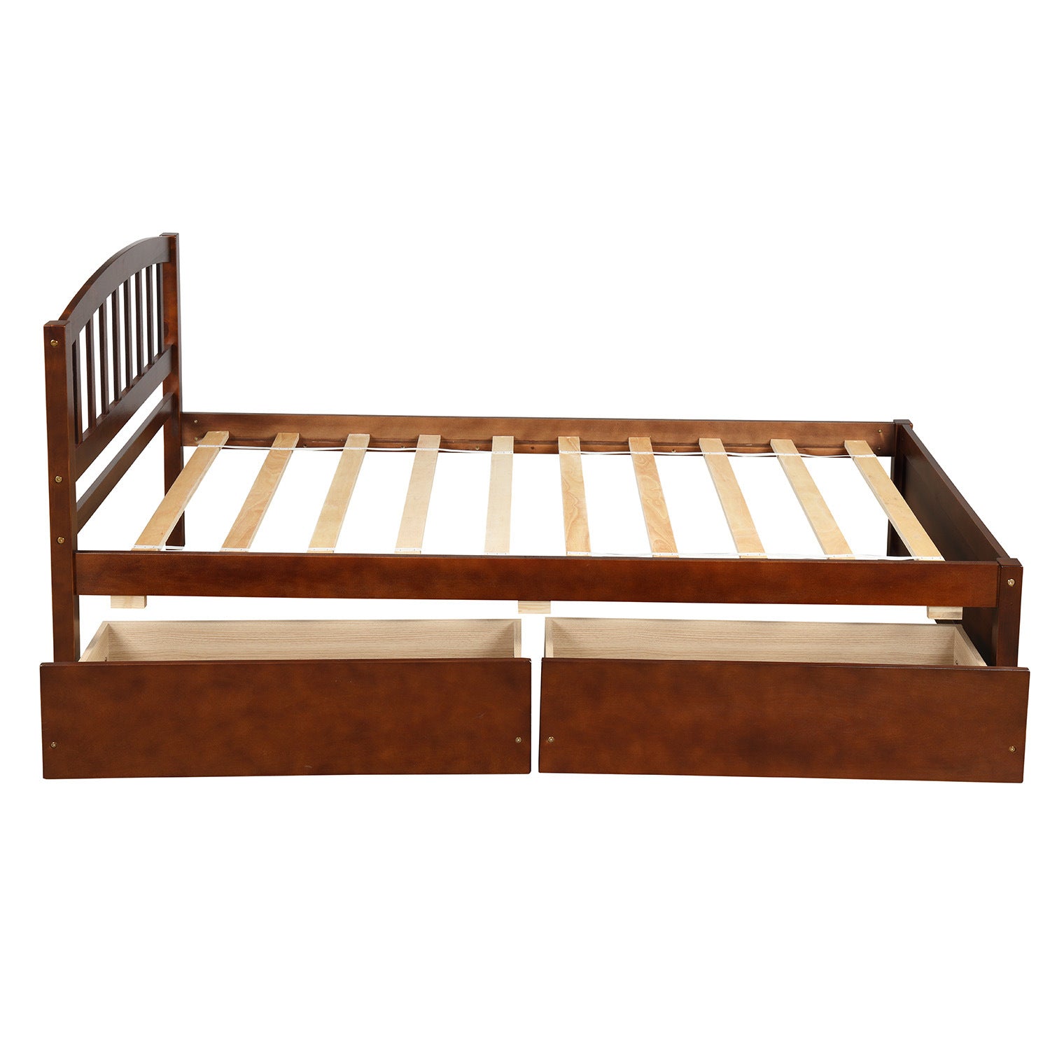 Twin Platform Storage Bed Wood Bed Frame with Two Drawers and Headboard