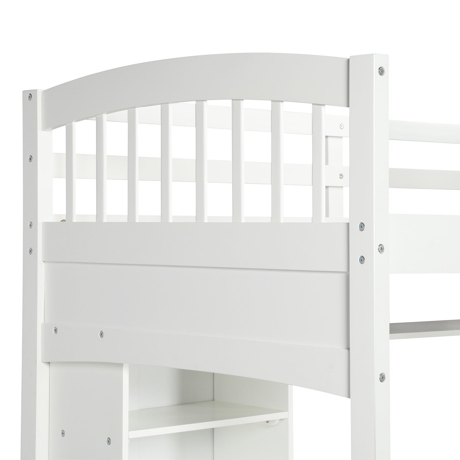 Twin size Loft Bed with Storage Shelves;  Desk and Ladder