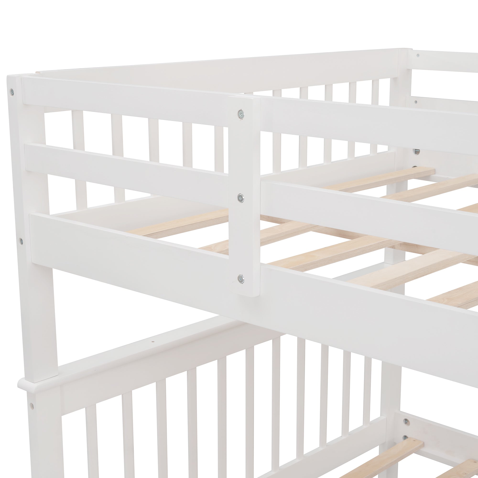 Stairway Full-Over-Full Bunk Bed with Twin size Trundle;  Storage and Guard Rail for Bedroom;  Dorm