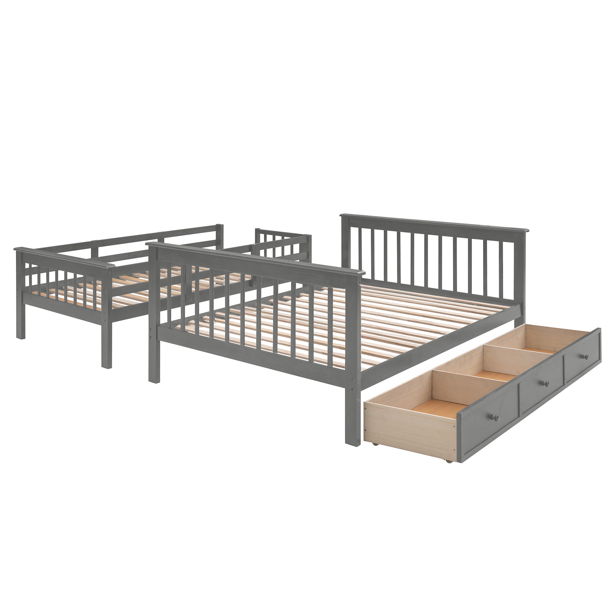 Stairway Twin-Over-Full Bunk Bed with Drawer;  Storage and Guard Rail for Bedroom;  Dorm;  for Adults