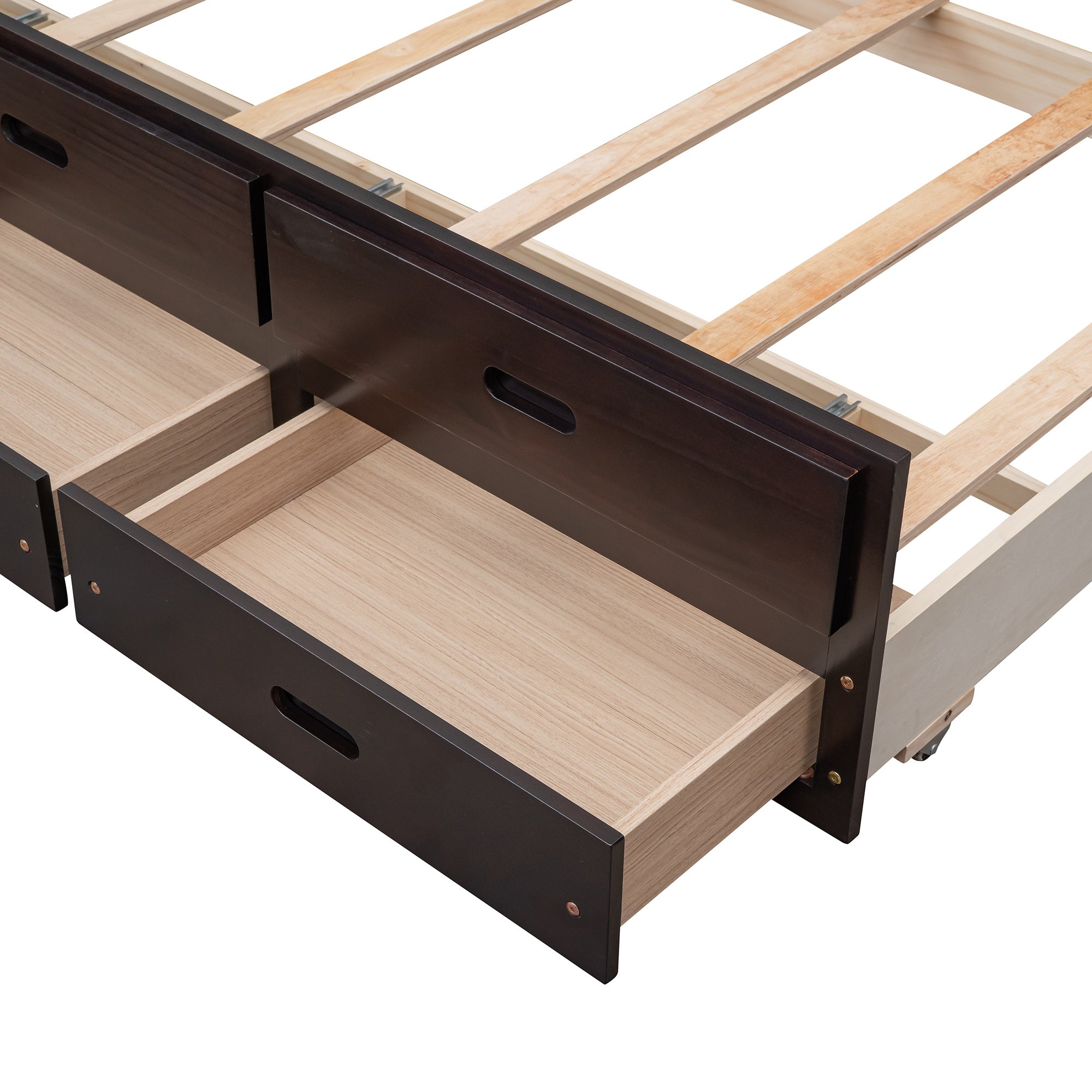 Twin-Over-Full Bunk Bed with Twin size Trundle ;  Separable Bunk Bed with Drawers for Bedroom