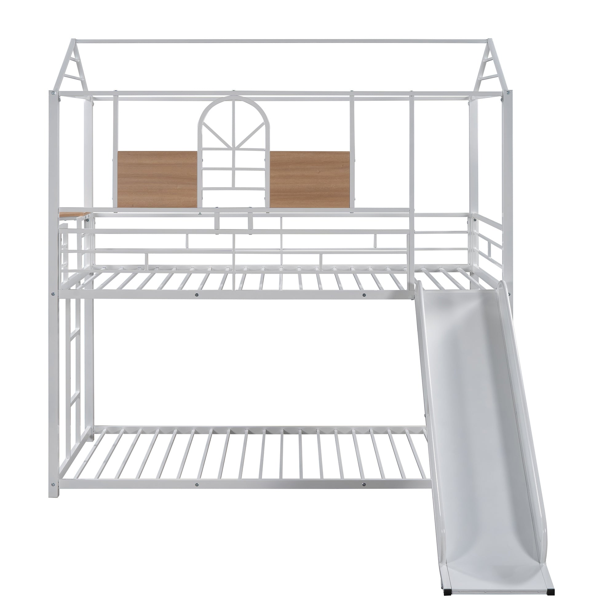 Twin Over Twin Metal Bunk Bed ,Metal Housebed With Slide