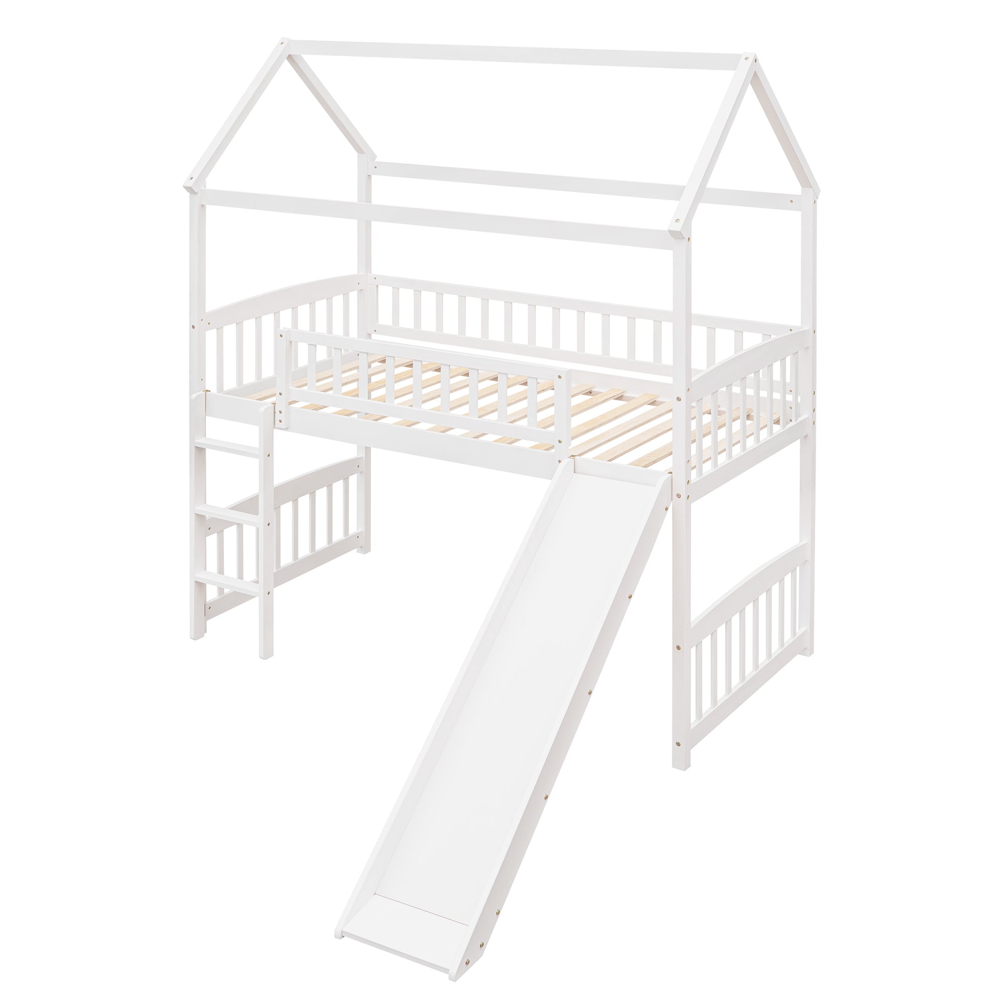 Twin Loft Bed with Slide;  House Bed with Slide