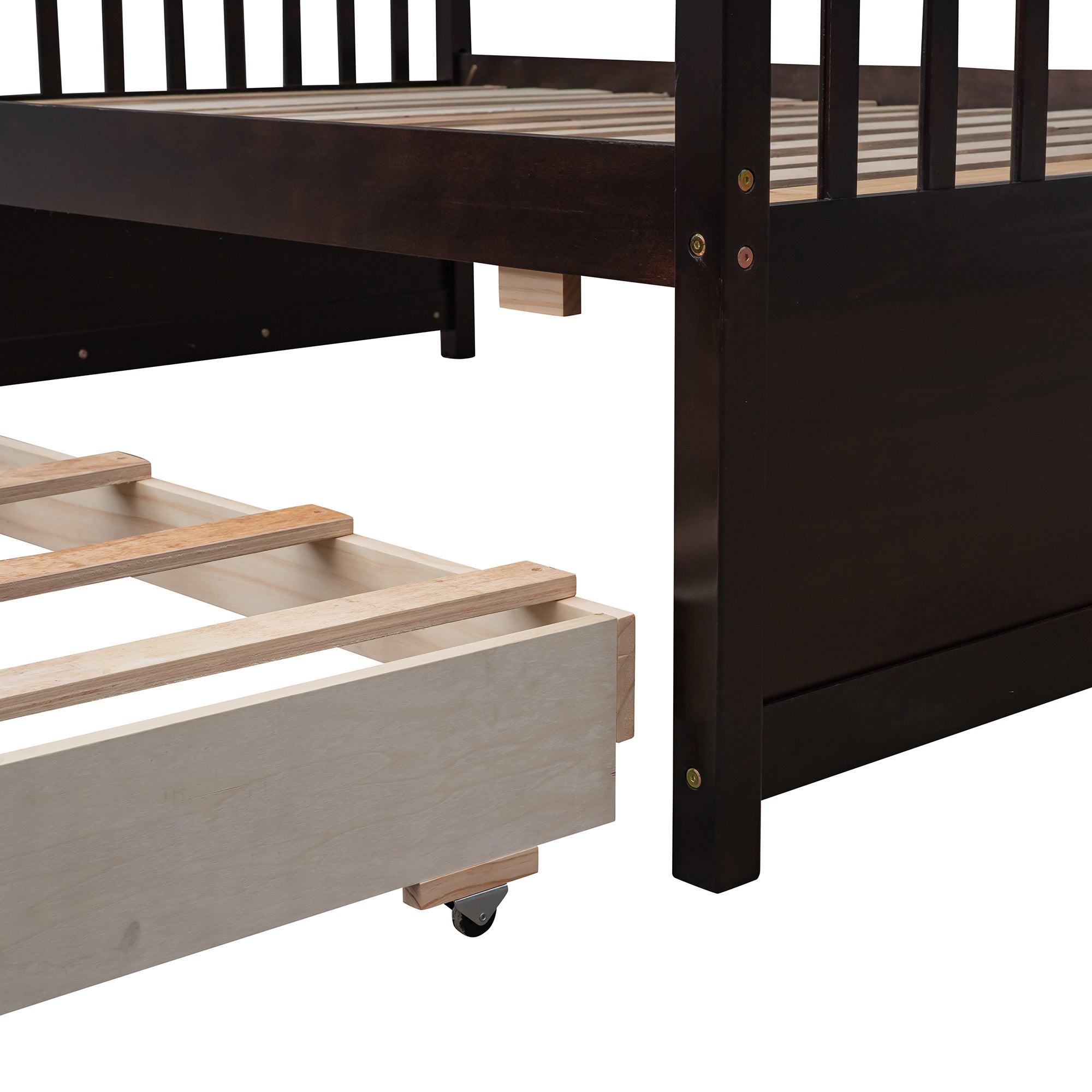 Twin-Over-Full Bunk Bed with Twin size Trundle ;  Separable Bunk Bed with Drawers for Bedroom