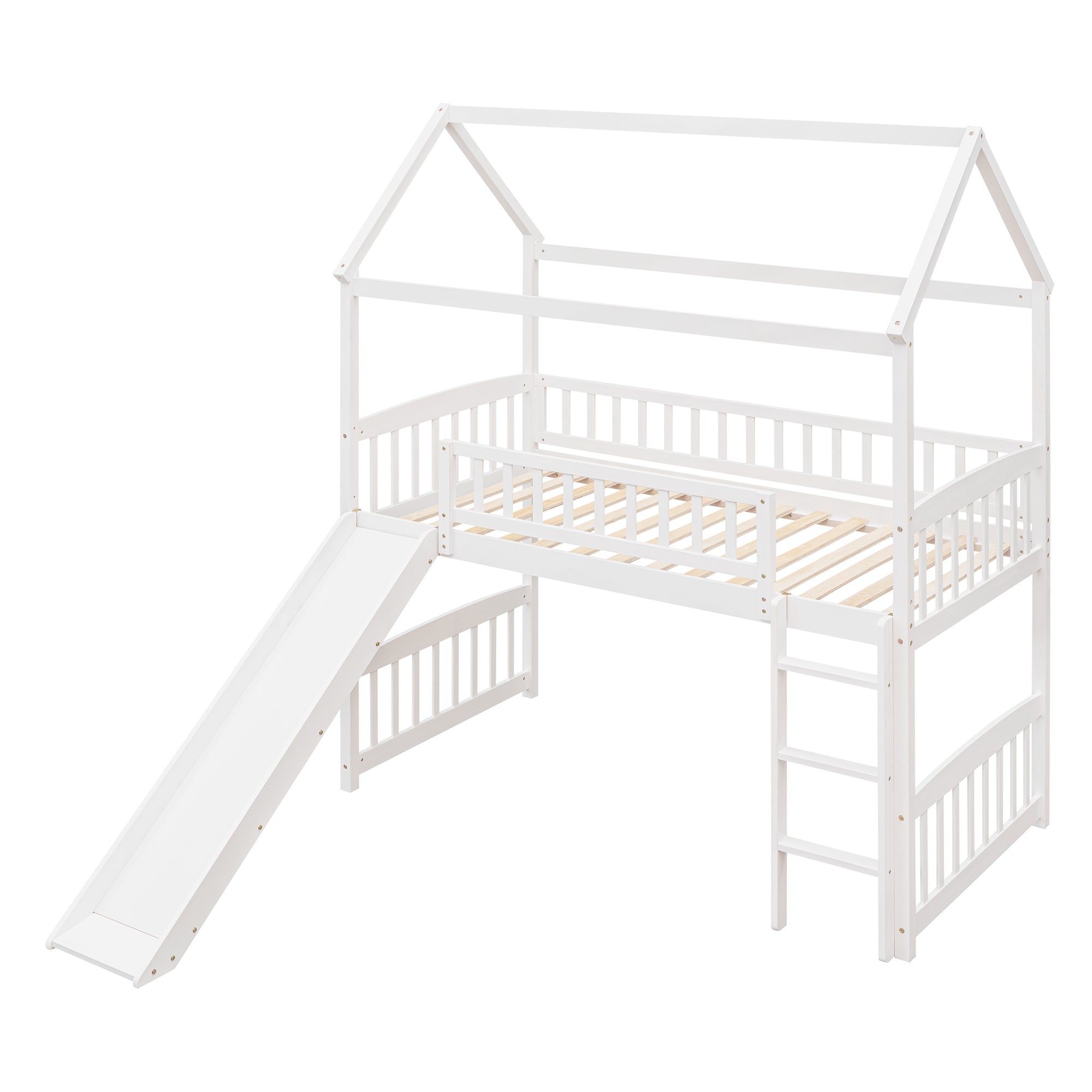 Twin Loft Bed with Slide;  House Bed with Slide