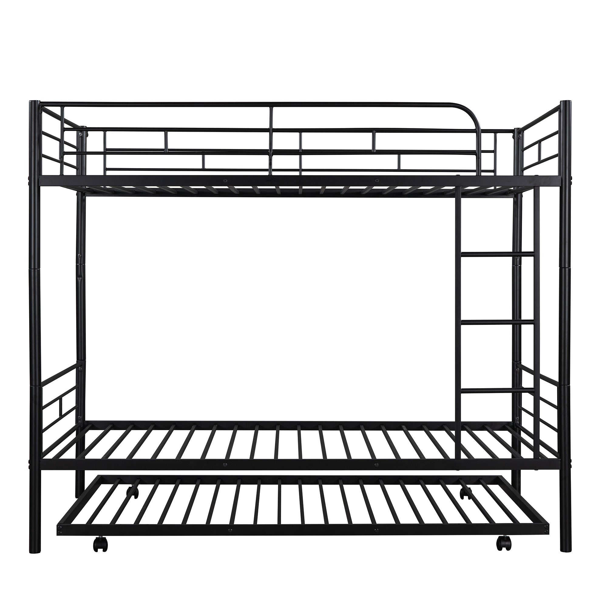 Twin-Over-Twin Metal Bunk Bed With Trundle,Can be Divided into two beds,No Box Spring needed