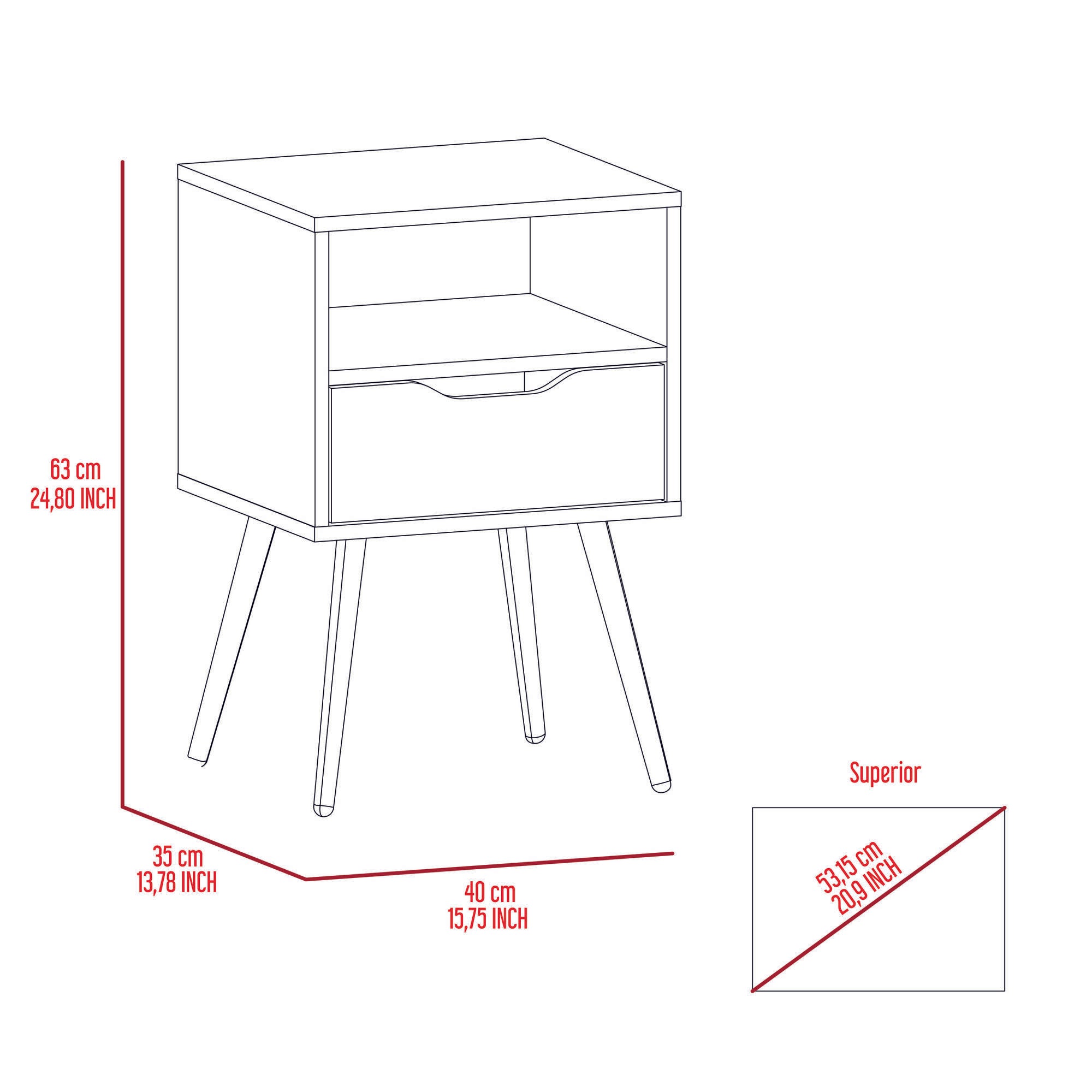 Haverson 1-Drawer 1-Shelf Nightstand Smokey Oak and White