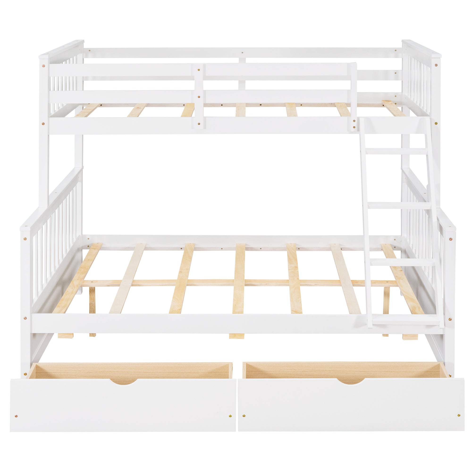 Twin-Over-Full Bunk Bed with Ladders and Two Storage Drawers