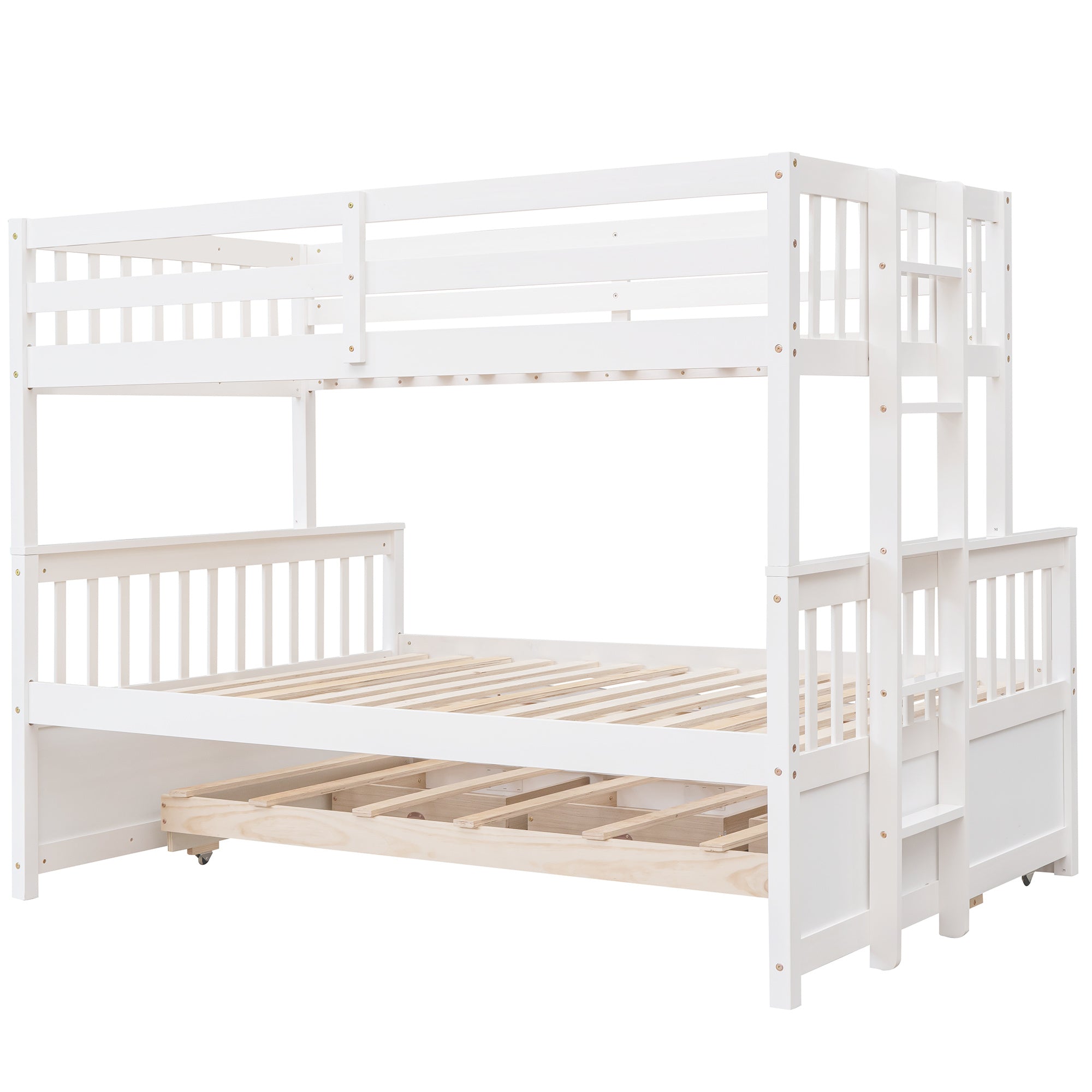 Twin-Over-Full Bunk Bed with Twin size Trundle ;  Separable Bunk Bed with Drawers for Bedroom