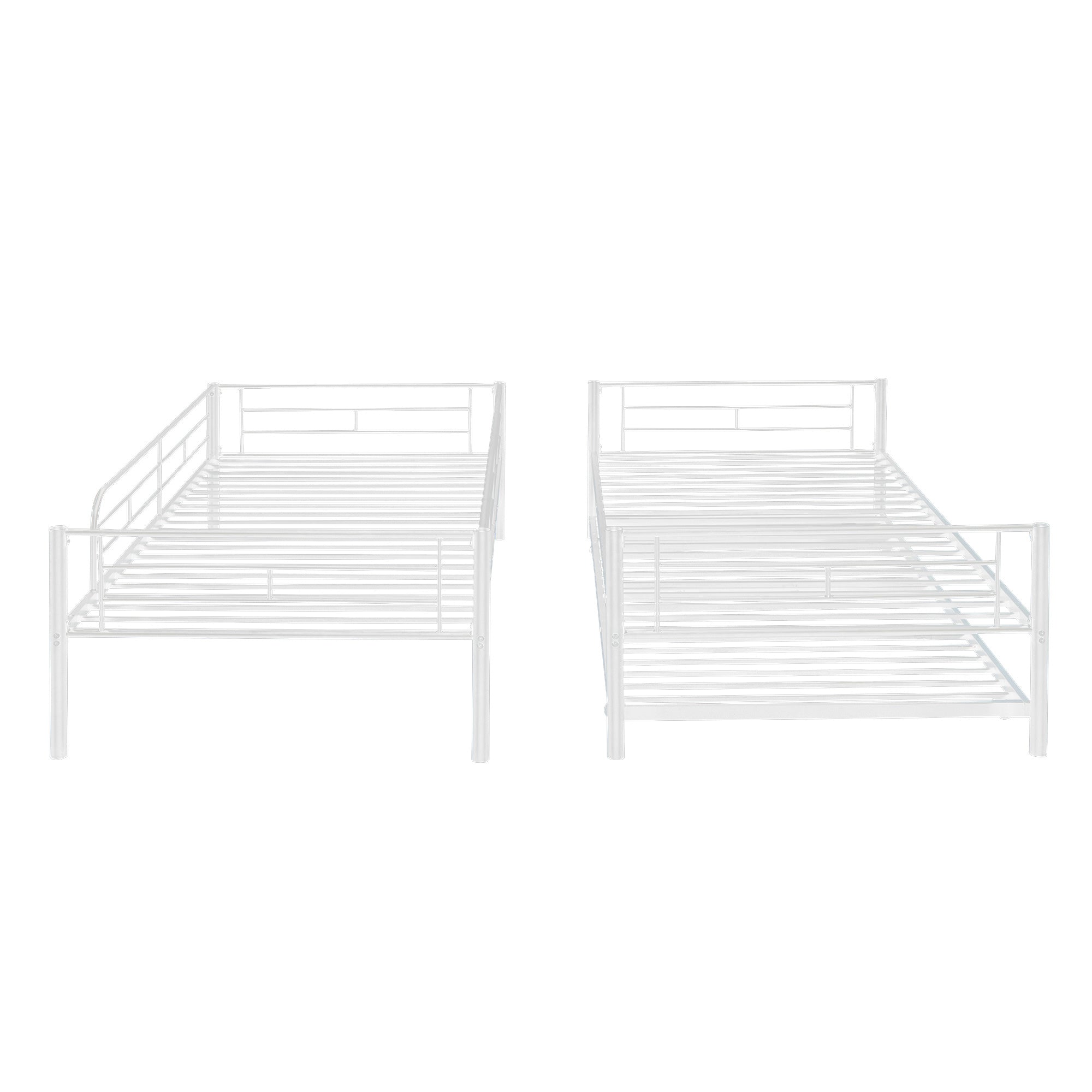 Twin-Over-Twin Metal Bunk Bed With Trundle,Can be Divided into two beds,No Box Spring needed